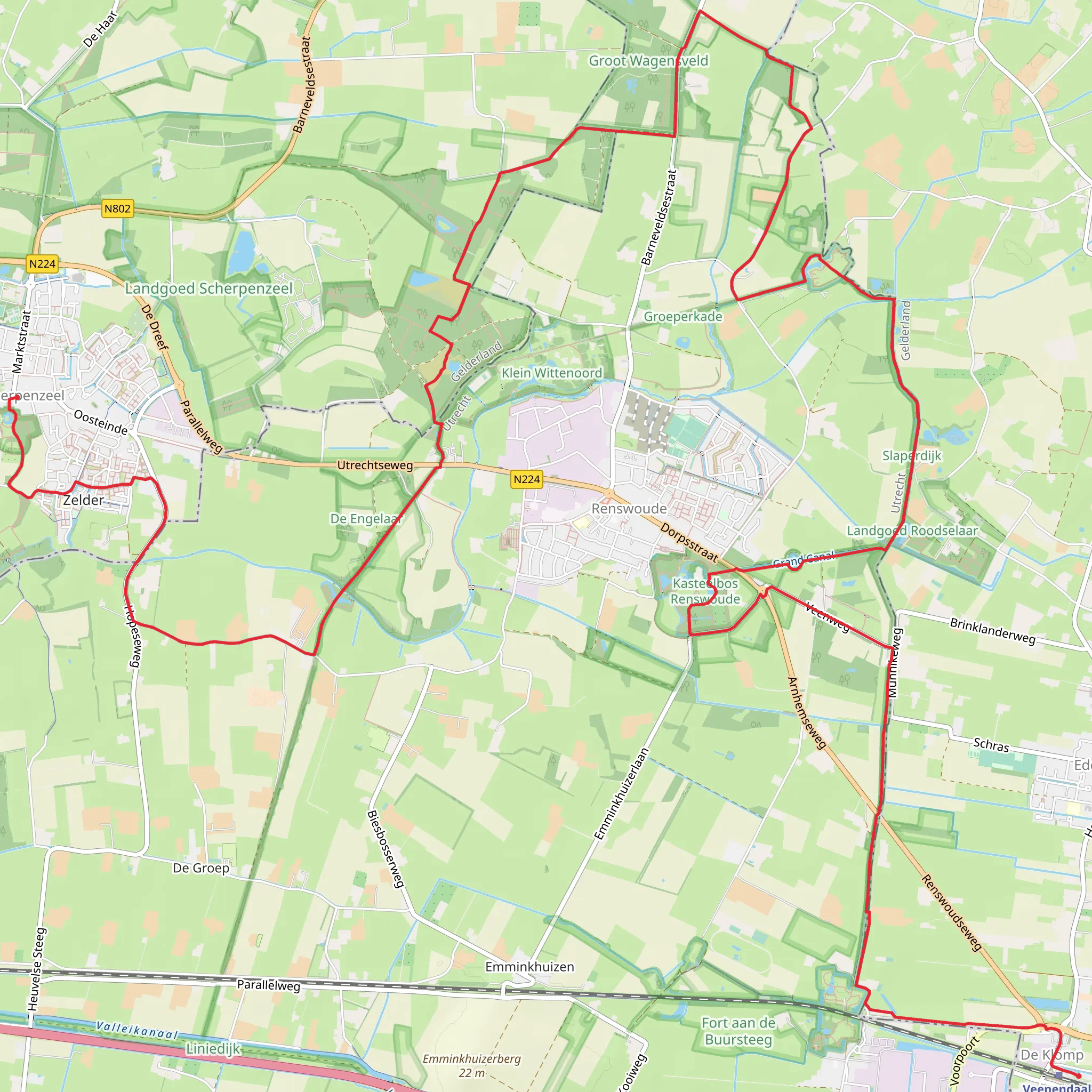 Scherpenzeel to Veenedaal De Klomp via Barnveldsestraat mobile static map