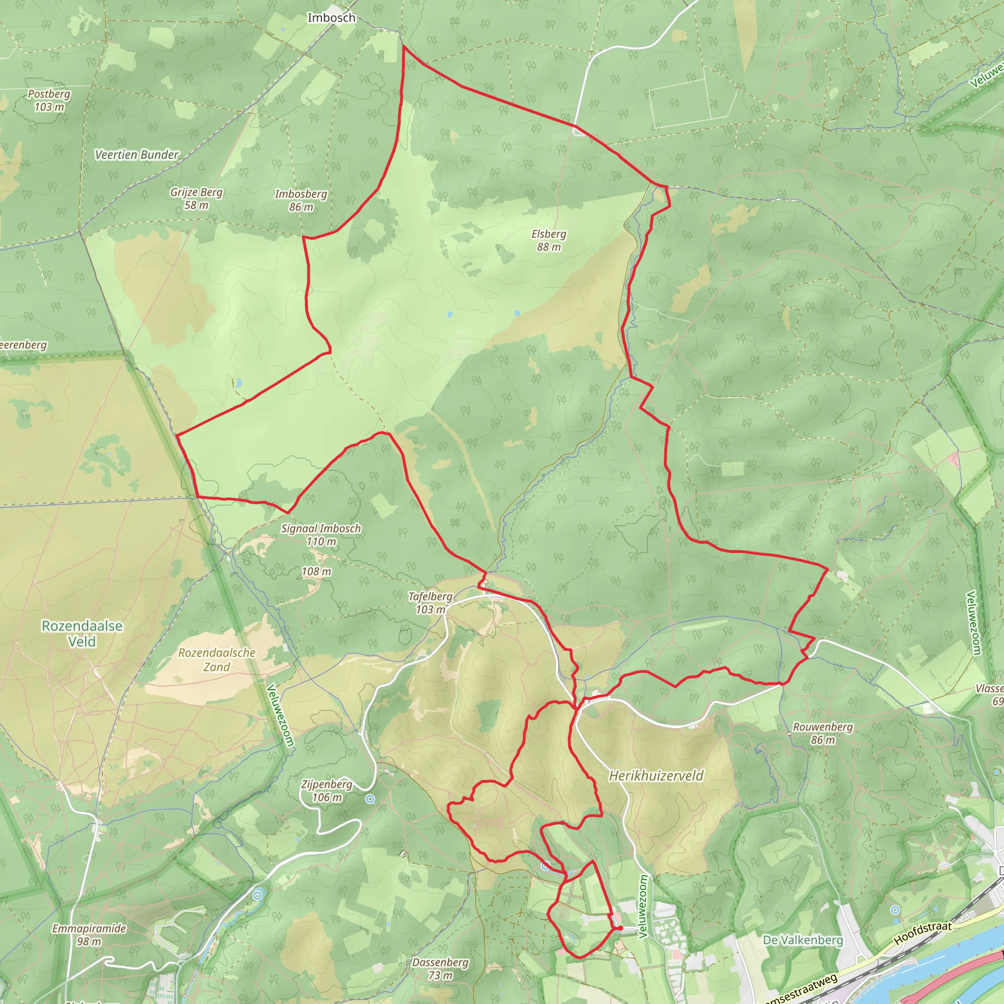 Herikhuizerveld, Worth Rhederheid and Tafelberg Loop mobile static map