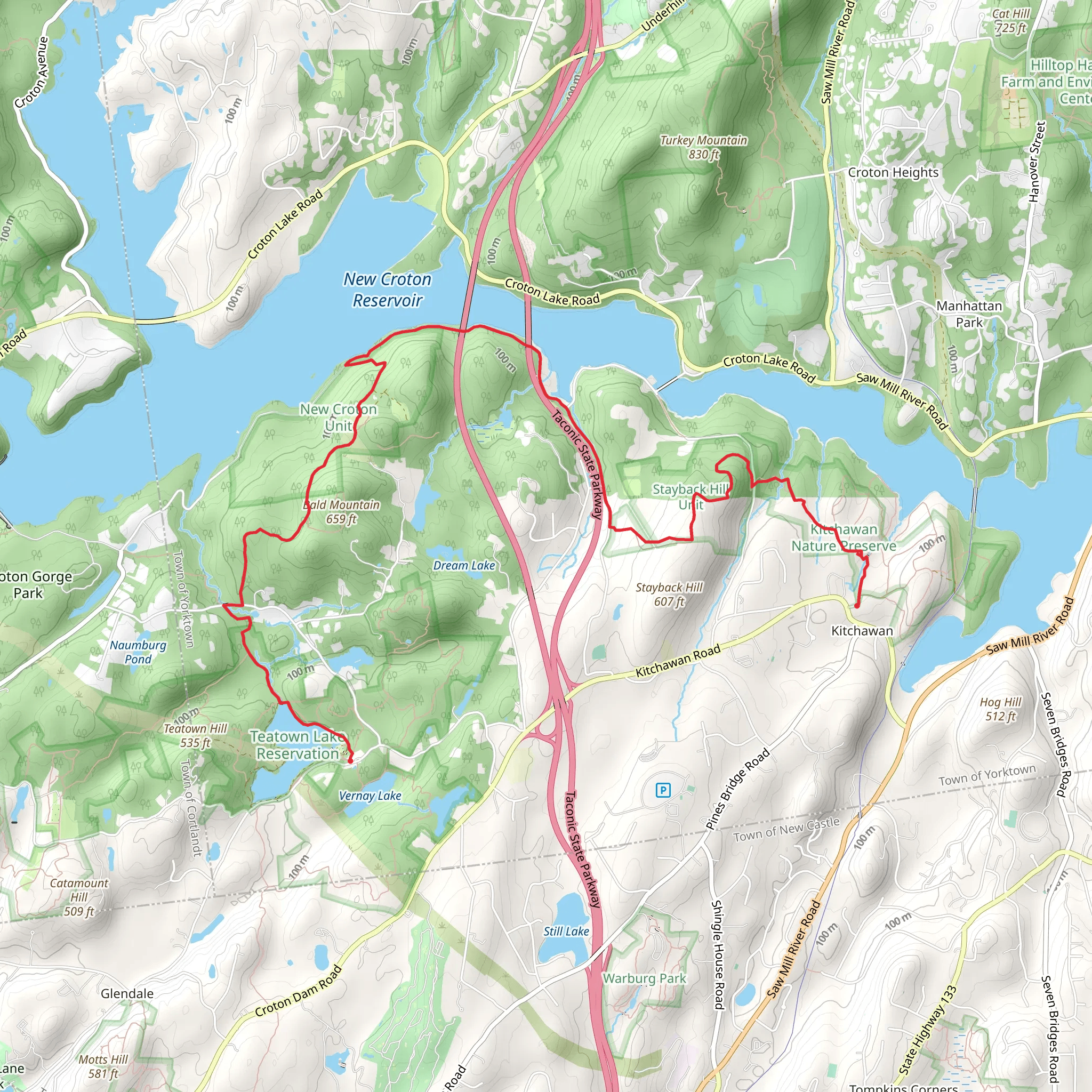 Teatown Lake to New Croton Reservoir mobile static map