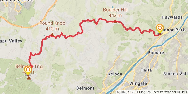 Round Knob and Puke Ariki Track stage 1 Map