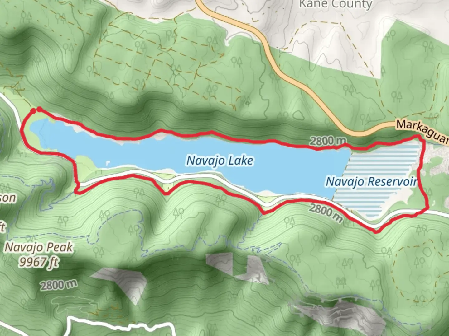 An image depicting the trail Navajo Lake Loop and its surrounding area.