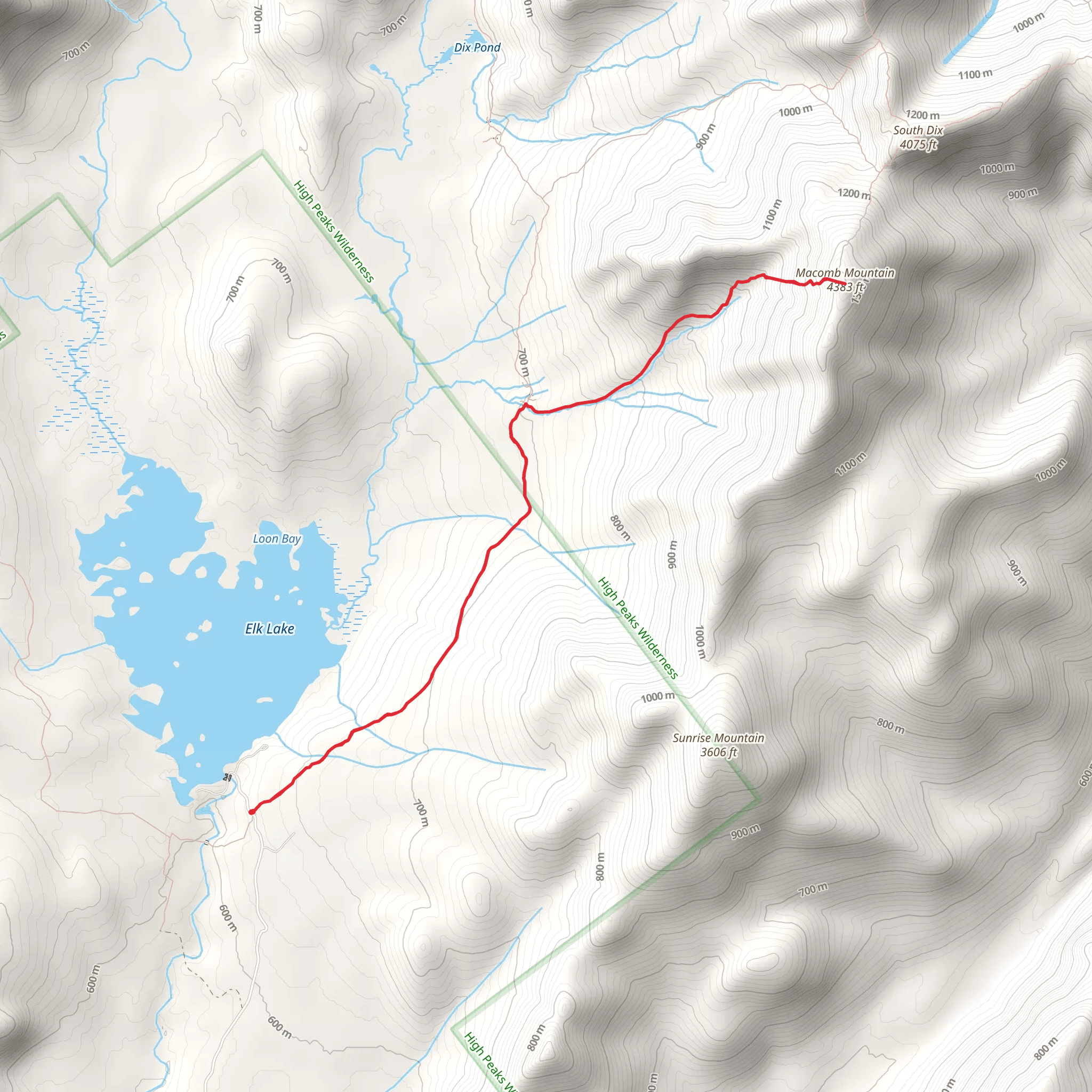 Macomb Mountain from Elk Lake Road Out and Back mobile static map