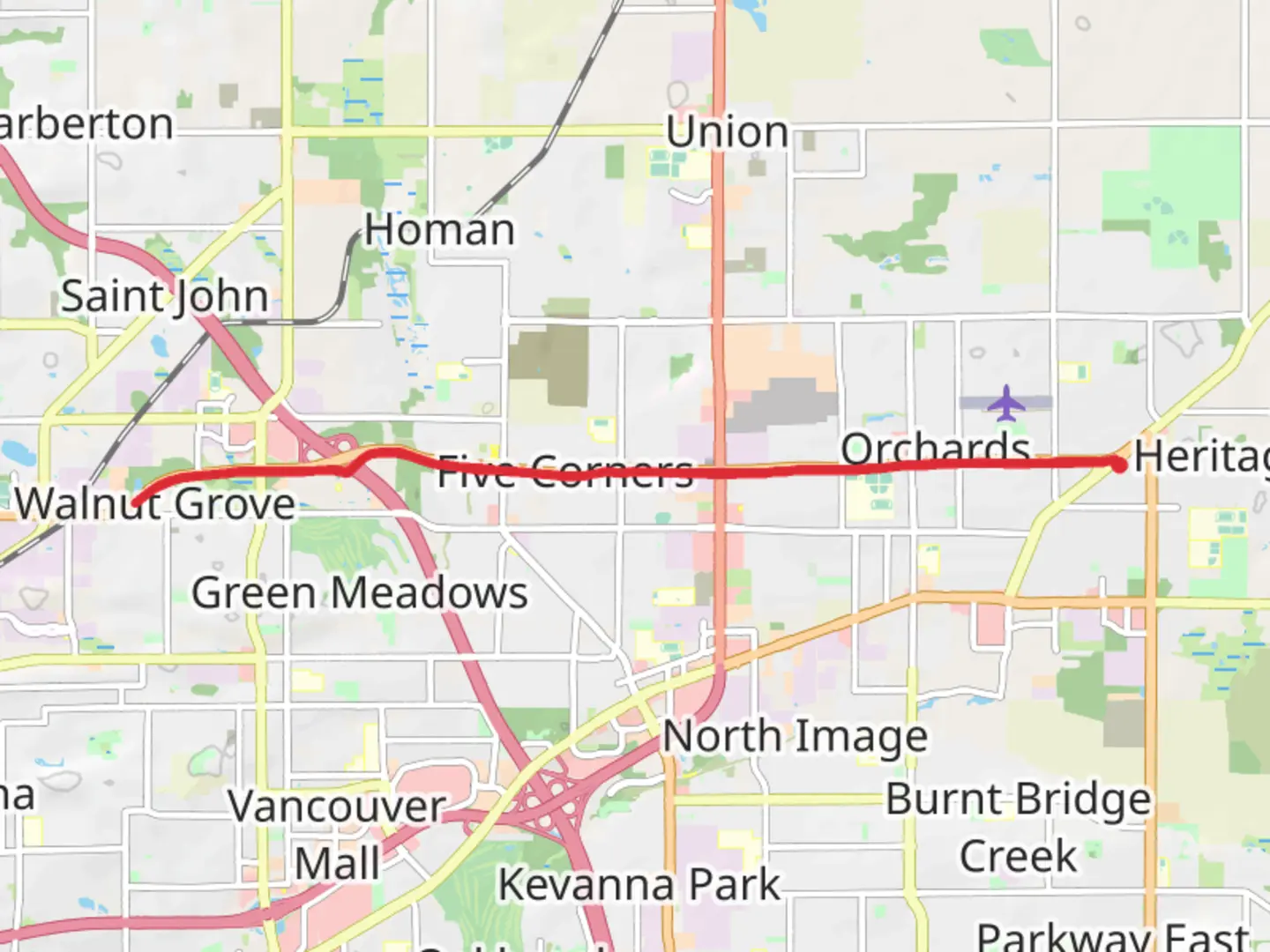 An image depicting the trail Padden Parkway Trail and its surrounding area.