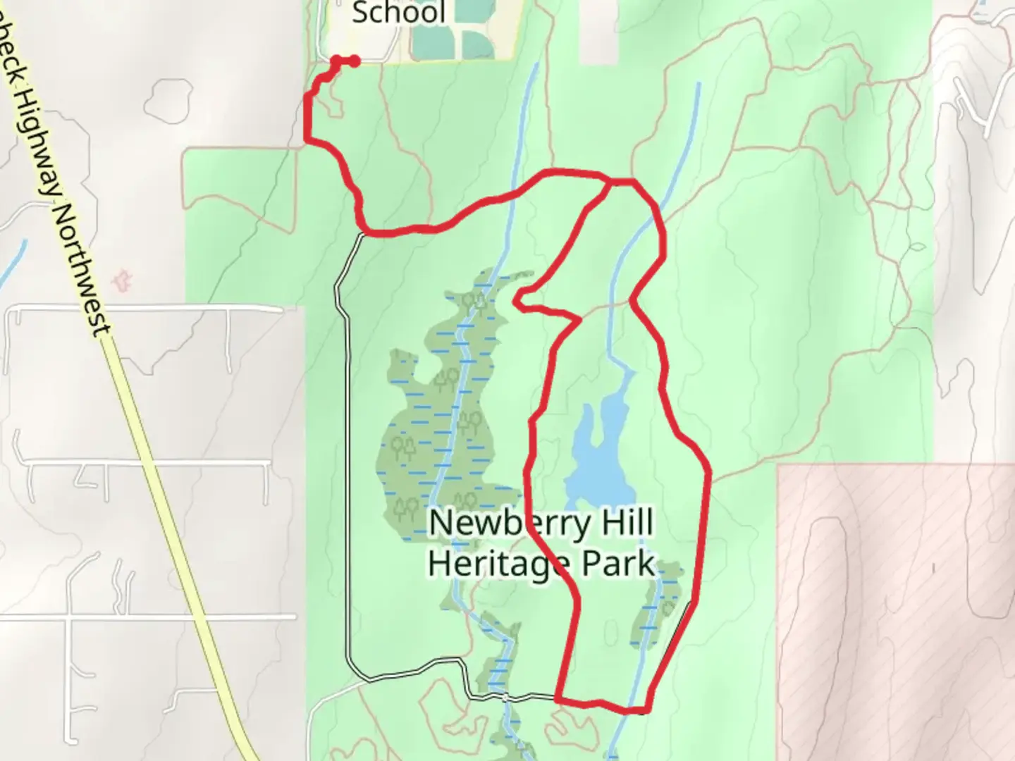 An image depicting the trail Wildlife Trail and Old Loop Road and its surrounding area.