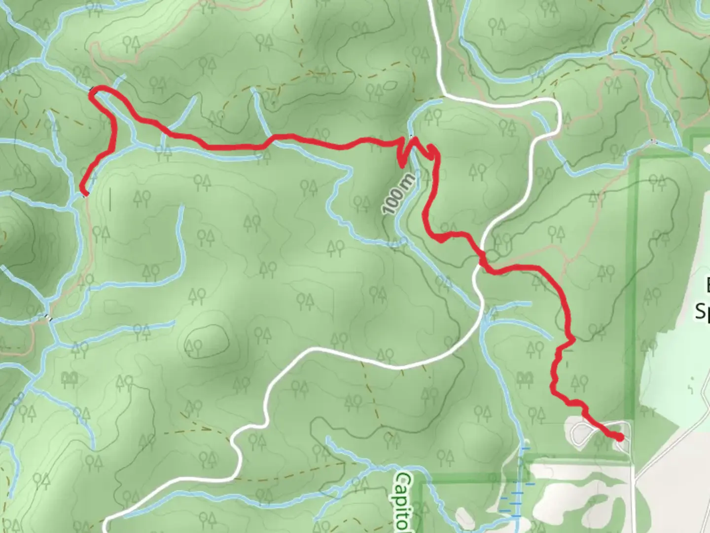 An image depicting the trail Mima Falls East and West and its surrounding area.