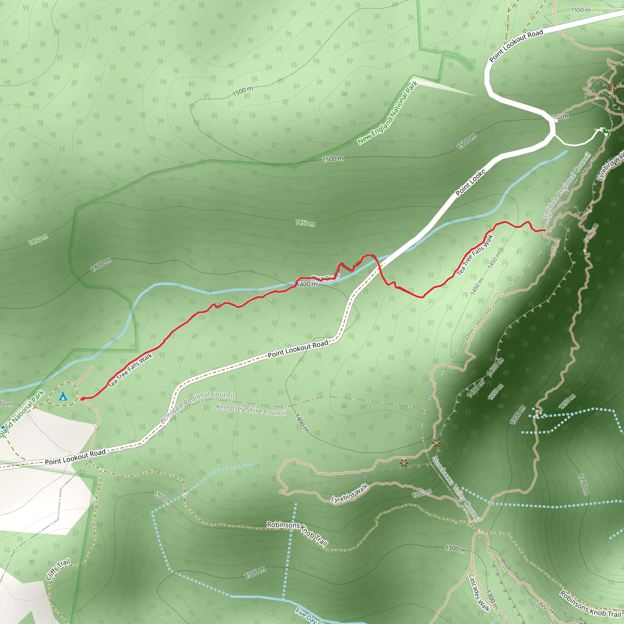 Tea Tree Falls Track mobile static map
