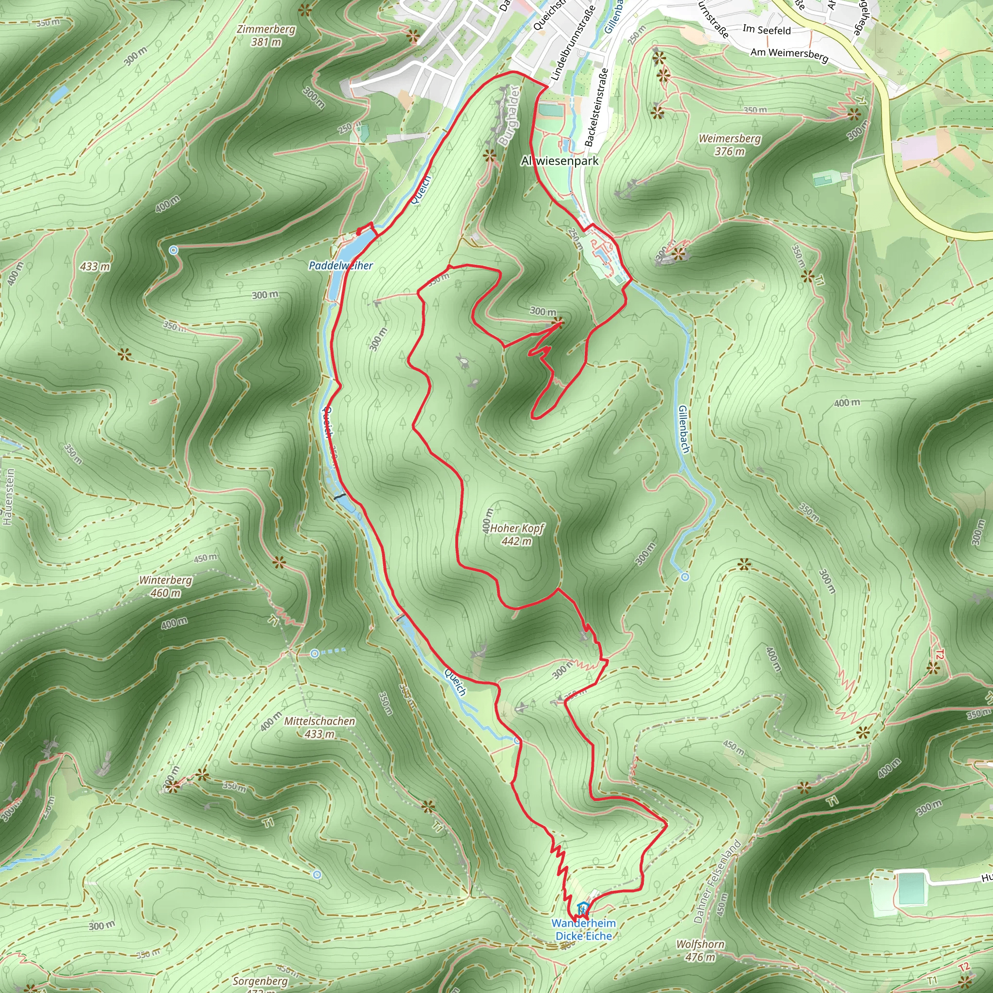 Hauensteiner and Burghalder Weg mobile static map
