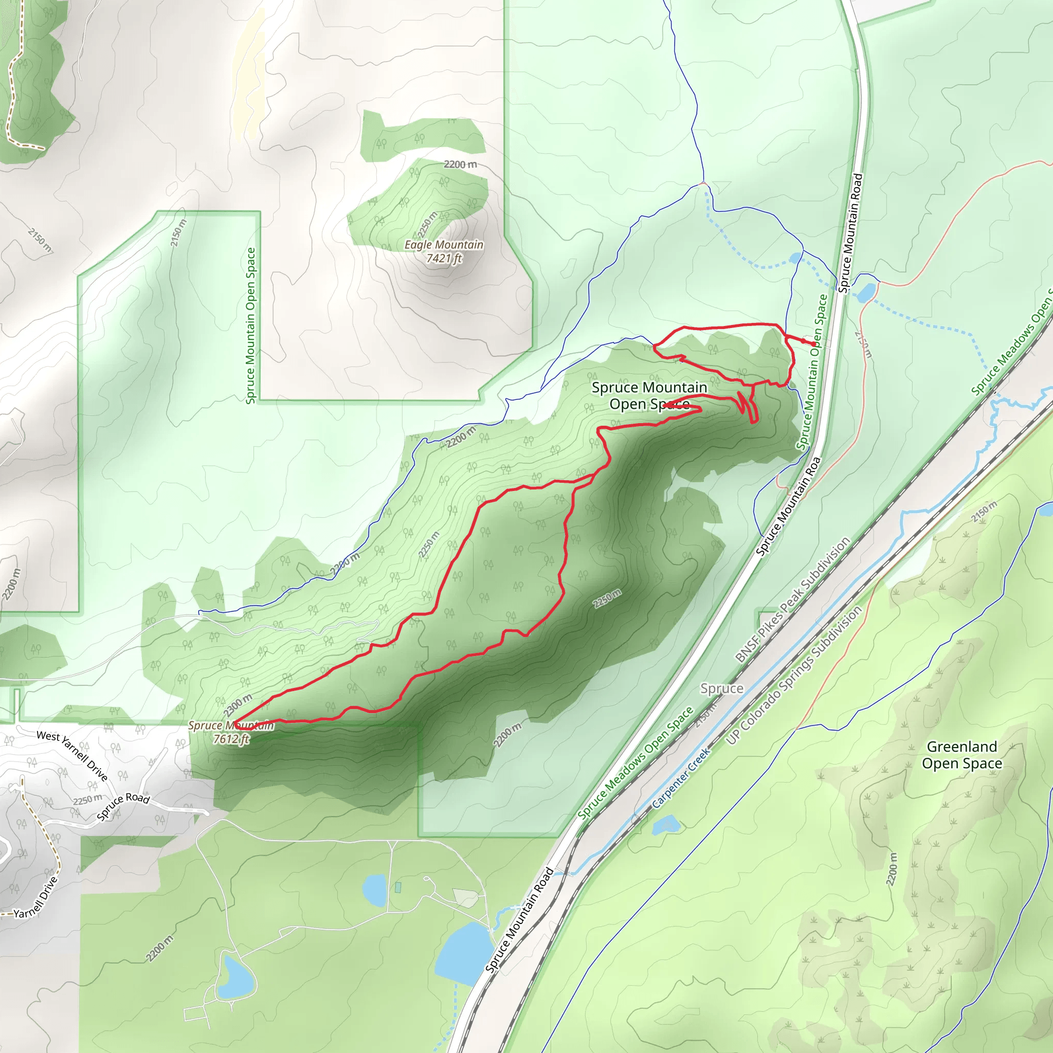 Eagle Pass and Spruce Mountain Loop Trail mobile static map