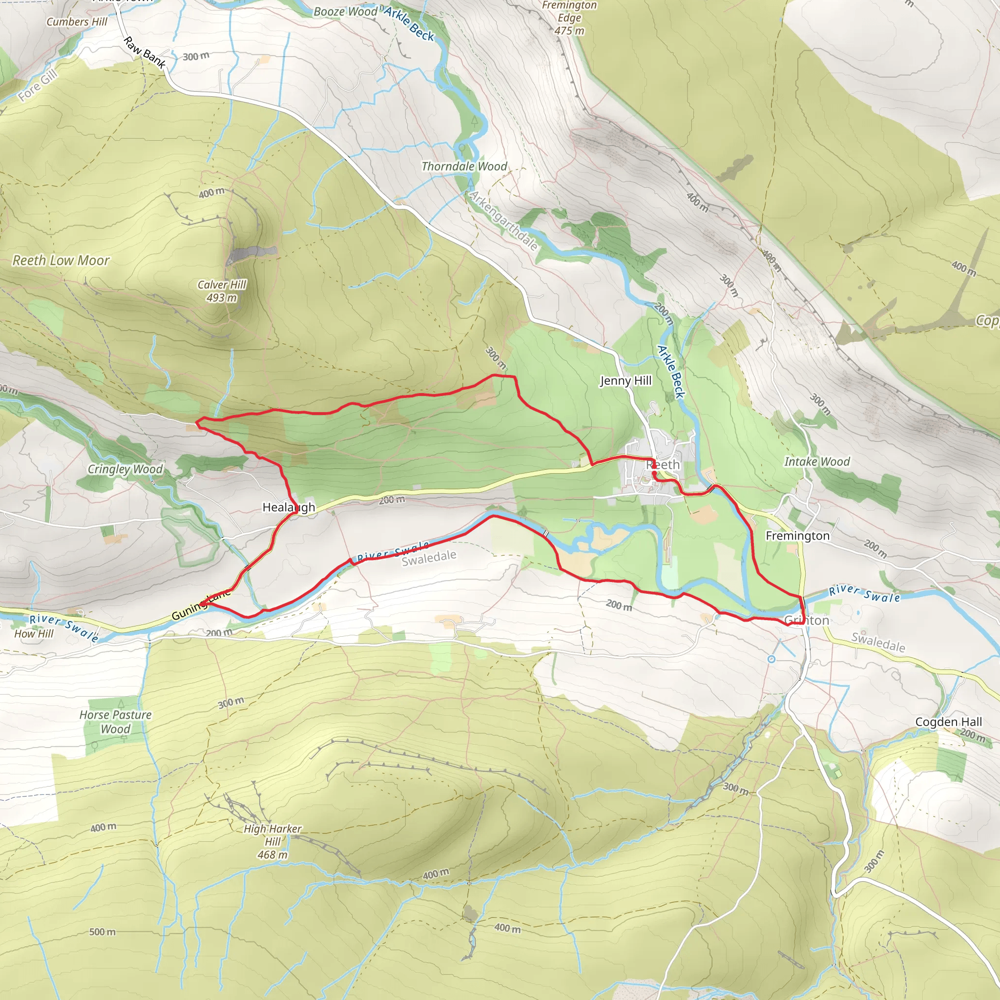 Reeth to Healaugh Loop mobile static map
