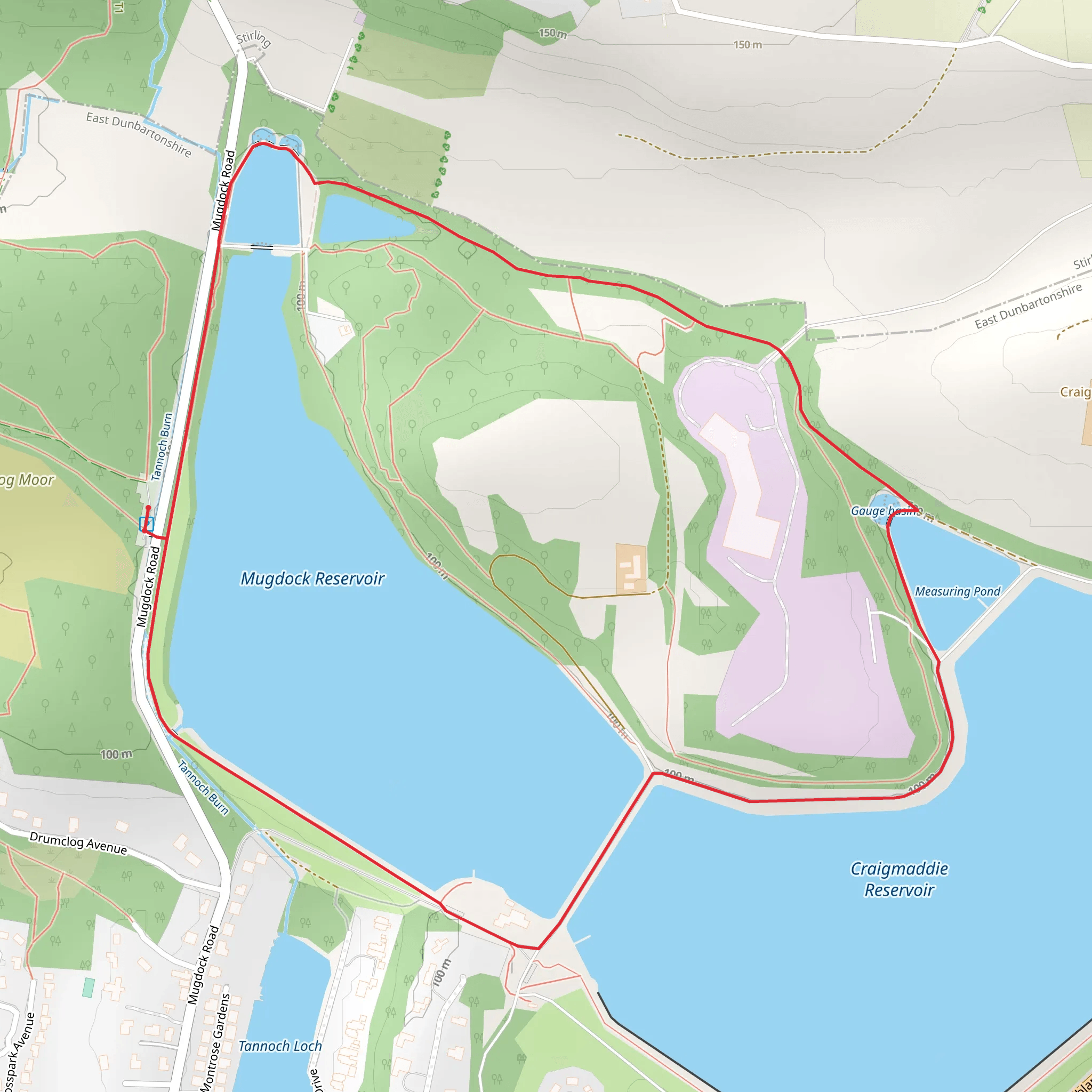 Milngavie Reservoir Loop mobile static map