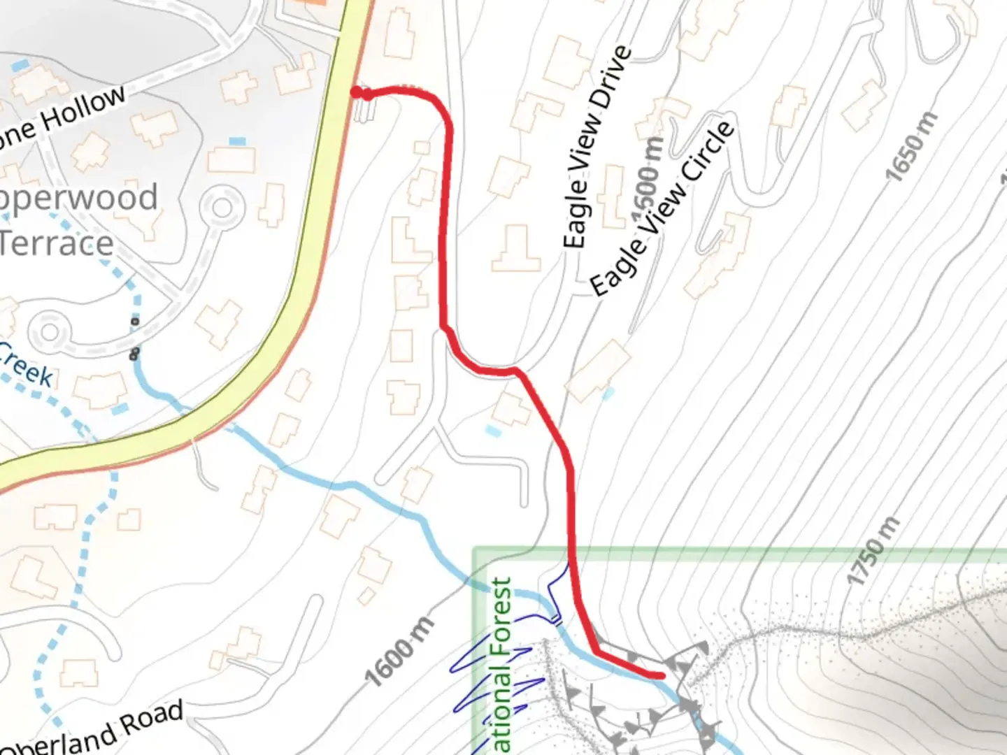 An image depicting the trail Rocky Mouth Creek and its surrounding area.