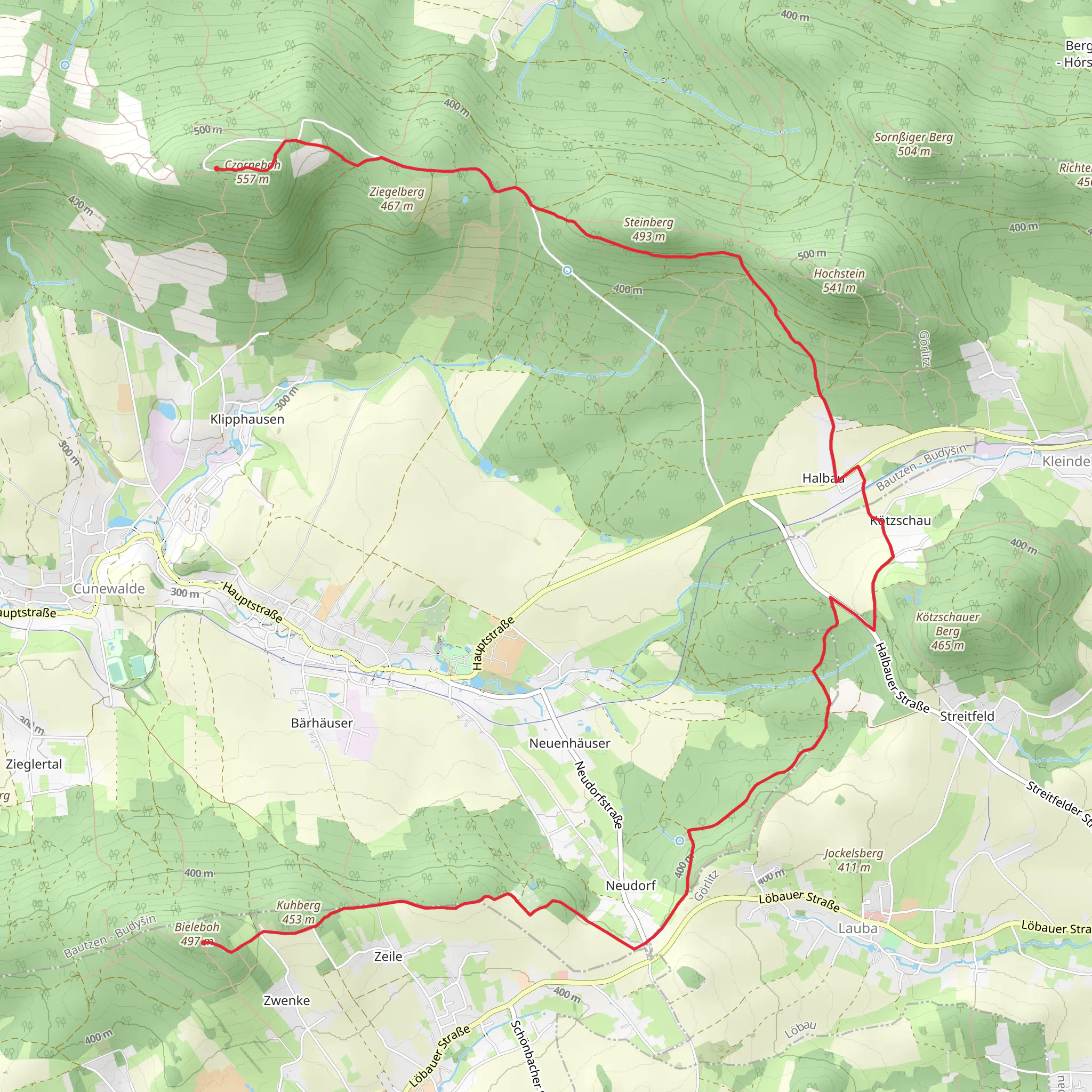 Berggasthof to Bieleboh via Rundwanderweg Kleindehsa mobile static map