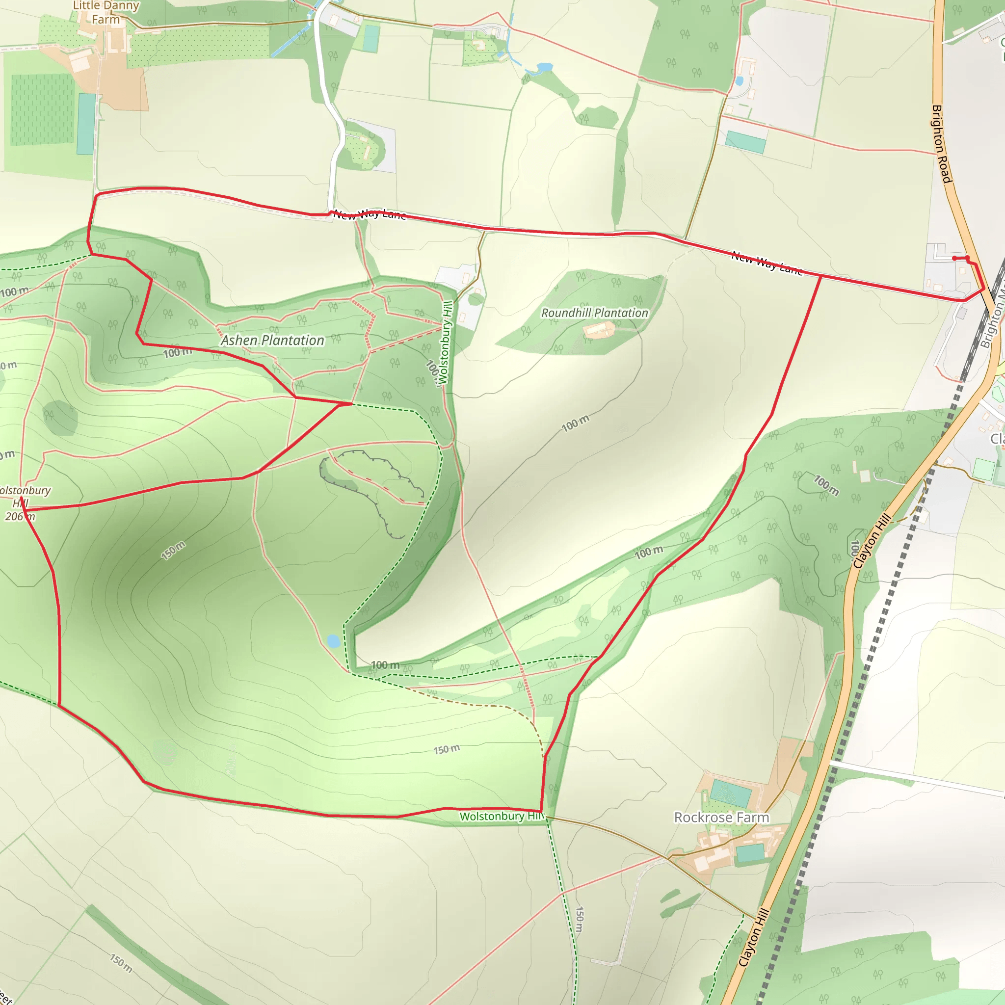 Ashen Plantation and Wolstonbury Hill Loop mobile static map