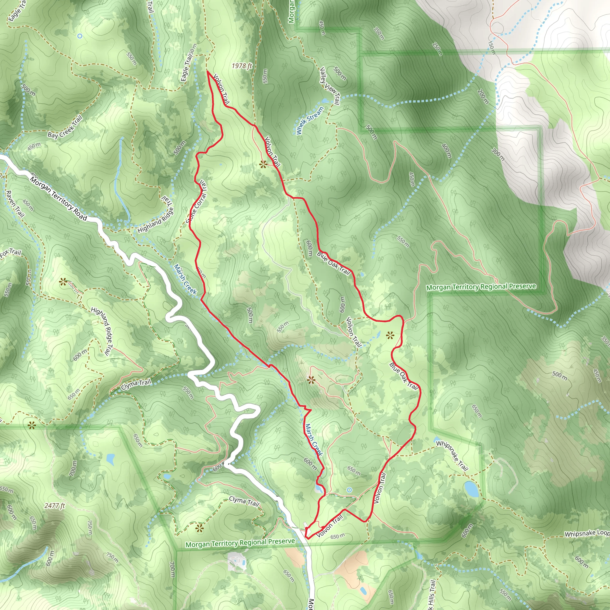 Volvon - Blue Oak - Stone Corral - Coyote Loop Trail mobile static map