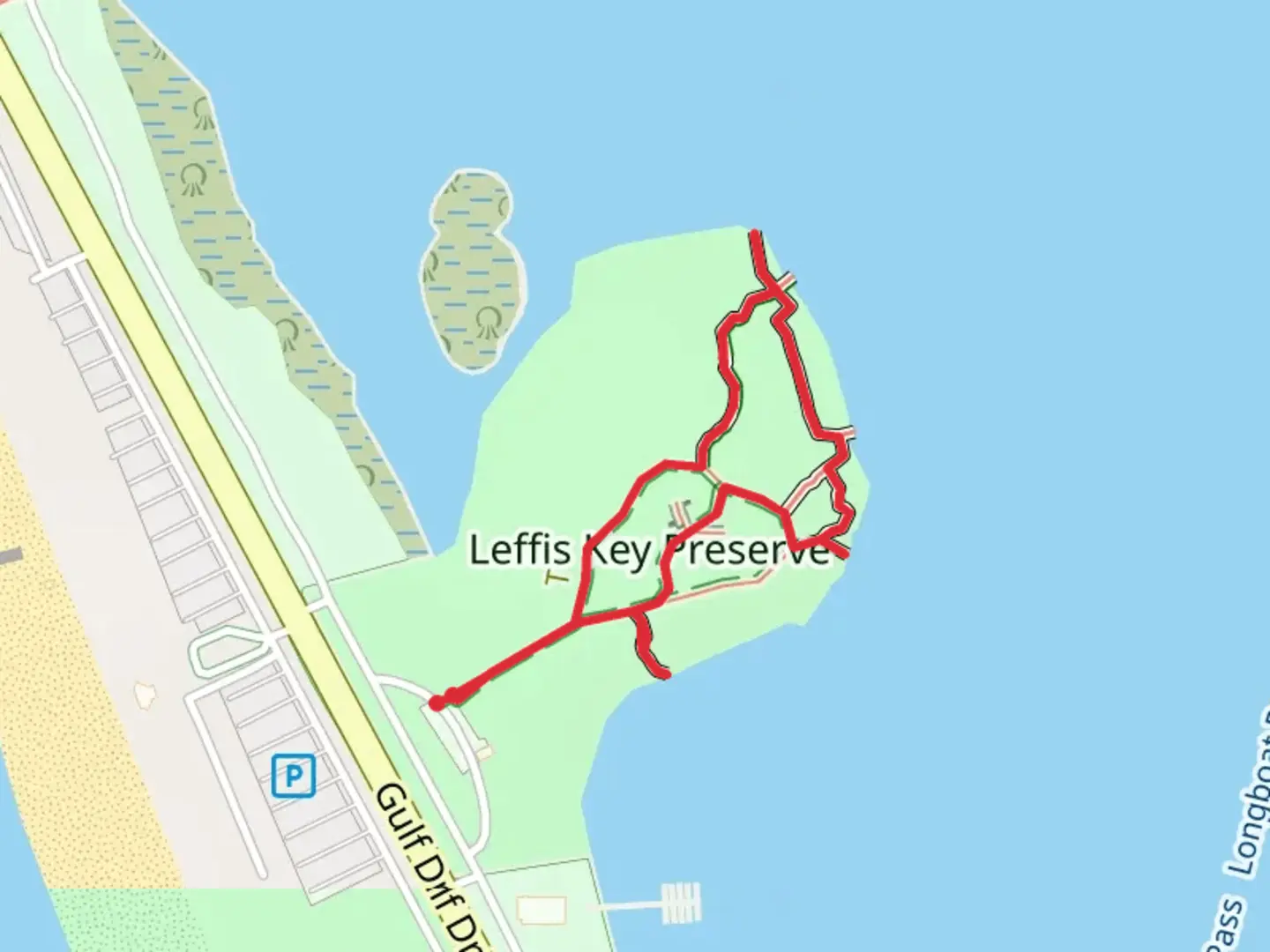 An image depicting the trail Leffis Key Preserve Loop and its surrounding area.