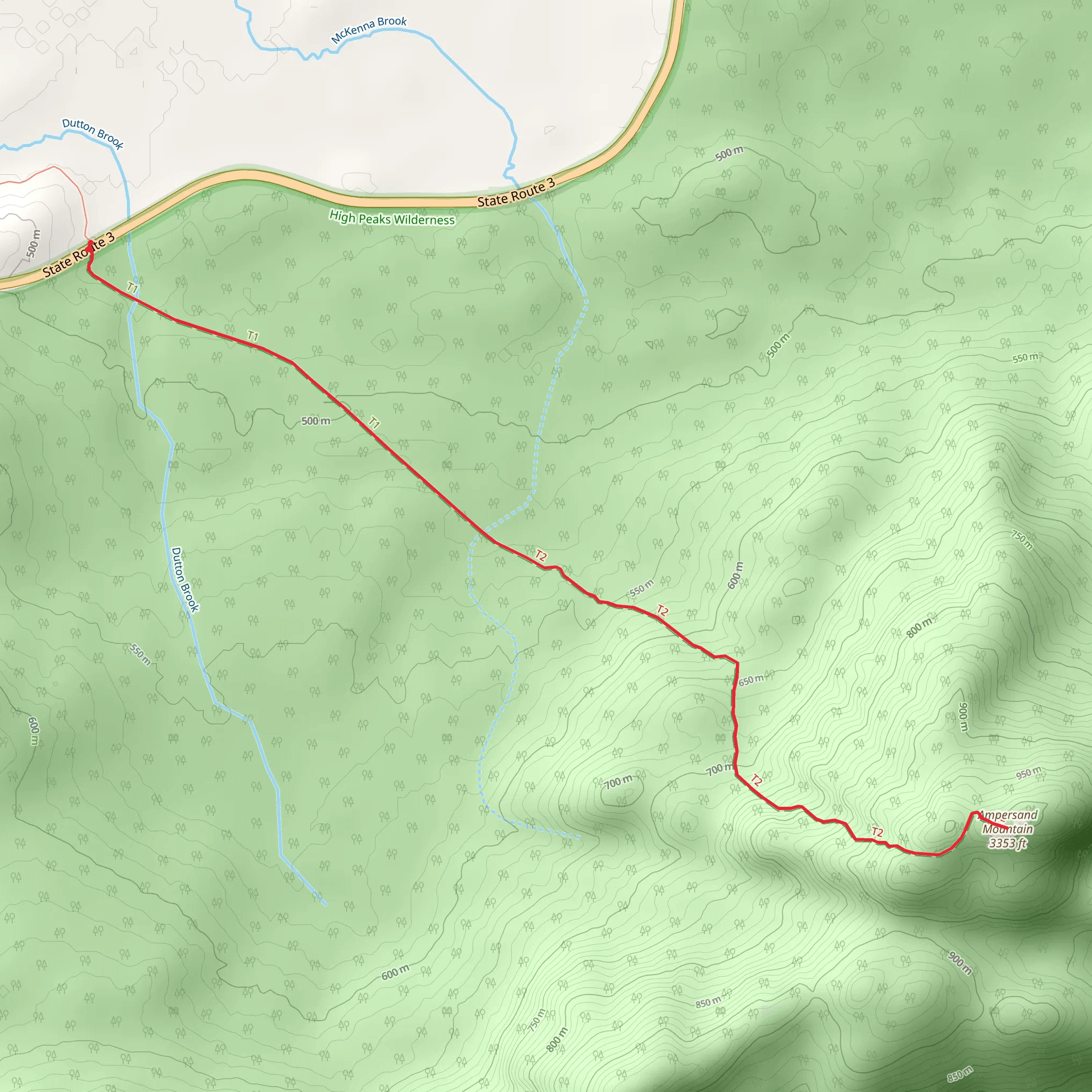 Ampersand Mountain Trail mobile static map