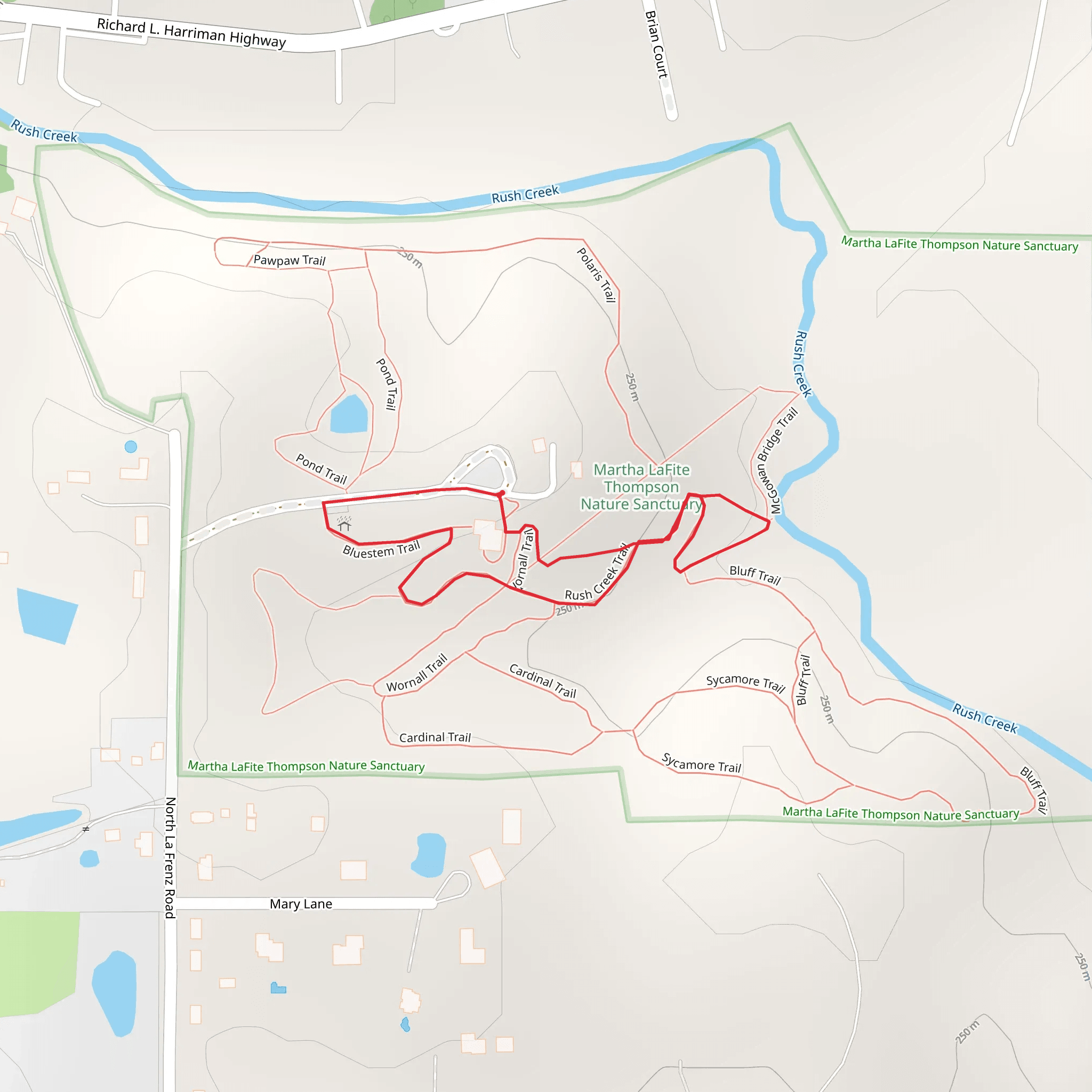 Bluestem Trail, Wornall Trail and Rush Creek Trail mobile static map