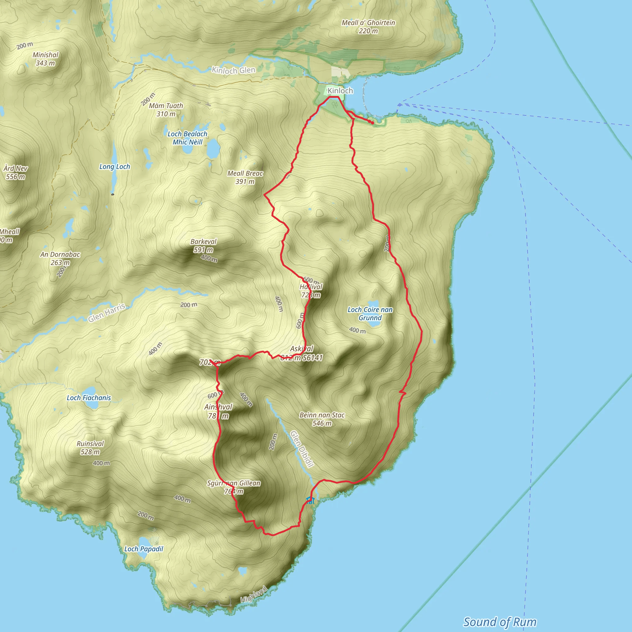 Rum Cuillin Loop via Hallival Mount mobile static map