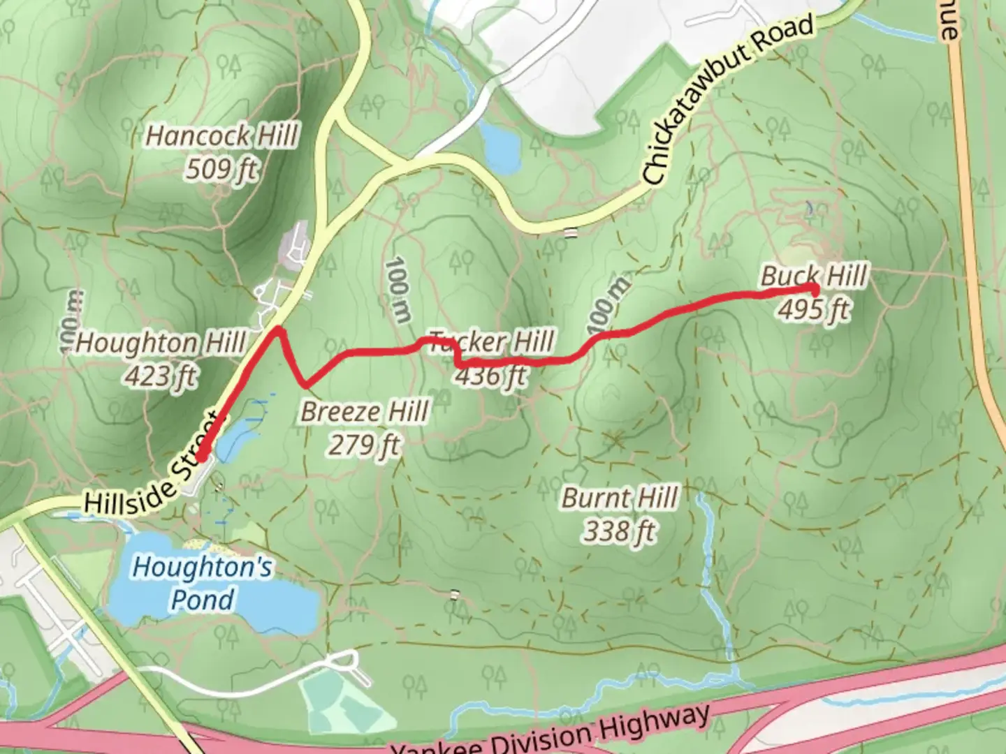 An image depicting the trail Tucker Hill and Buck Hill via Skyline Trail and its surrounding area.