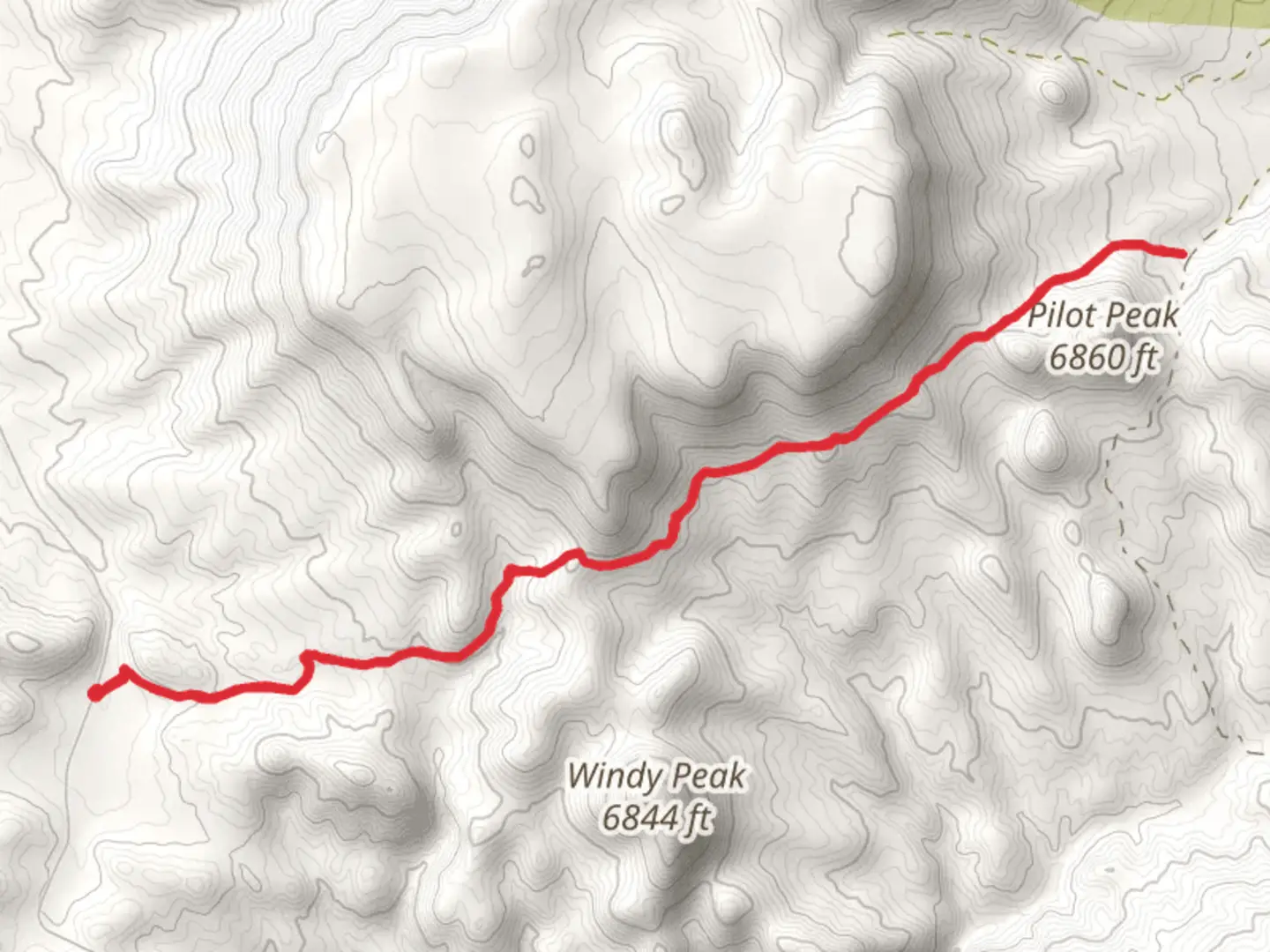 An image depicting the trail Pilot Peak Trail and its surrounding area.