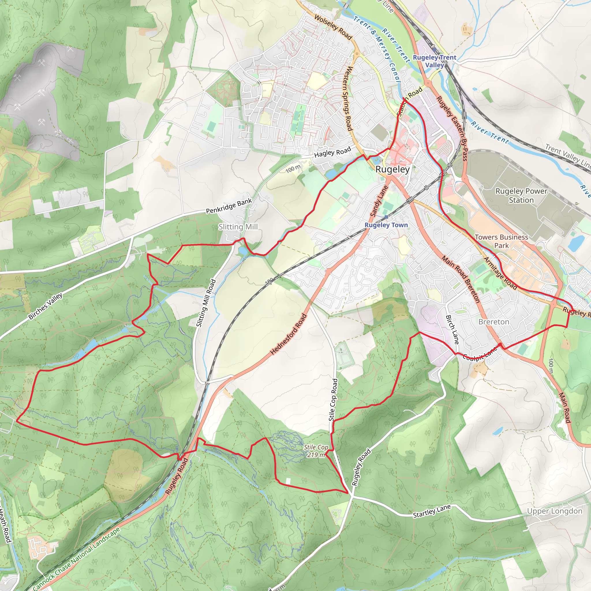 Brereton, Slitting Mill and Rugeley Loop mobile static map