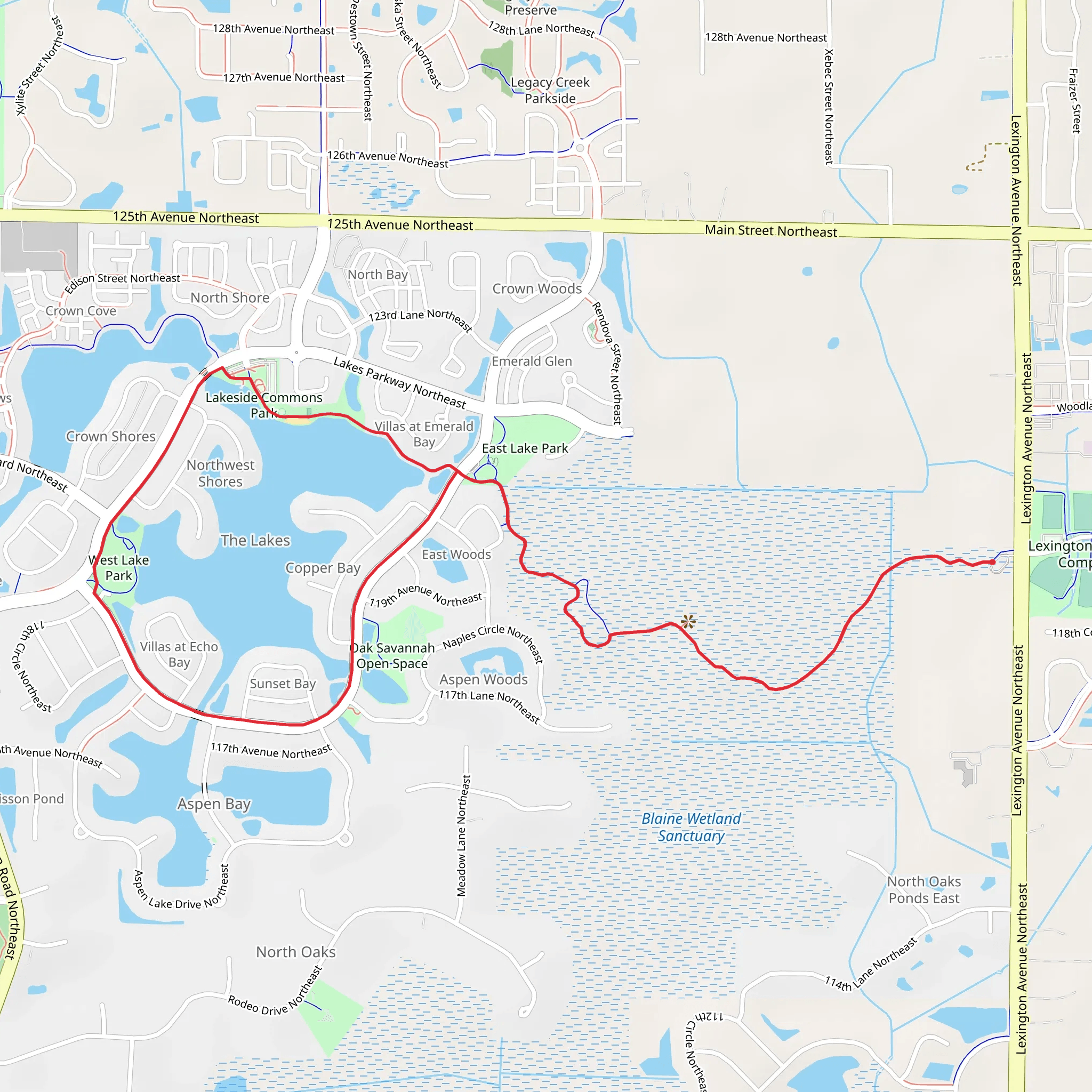 Sunrise Lake via Blaine Wetland Sanctuary Path mobile static map