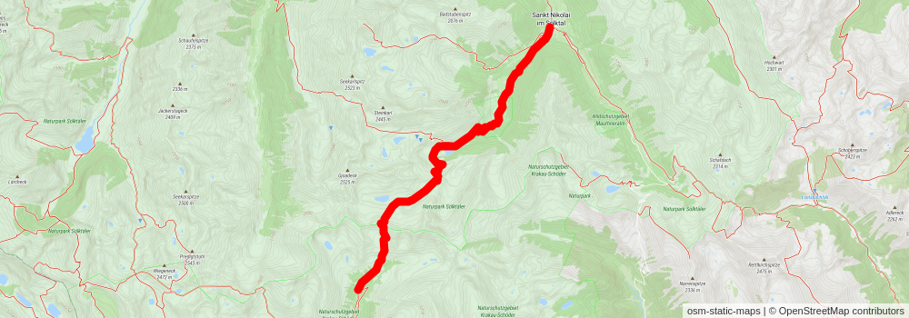 St Nikolai - Breitlahnalm Trail stage 1 Map