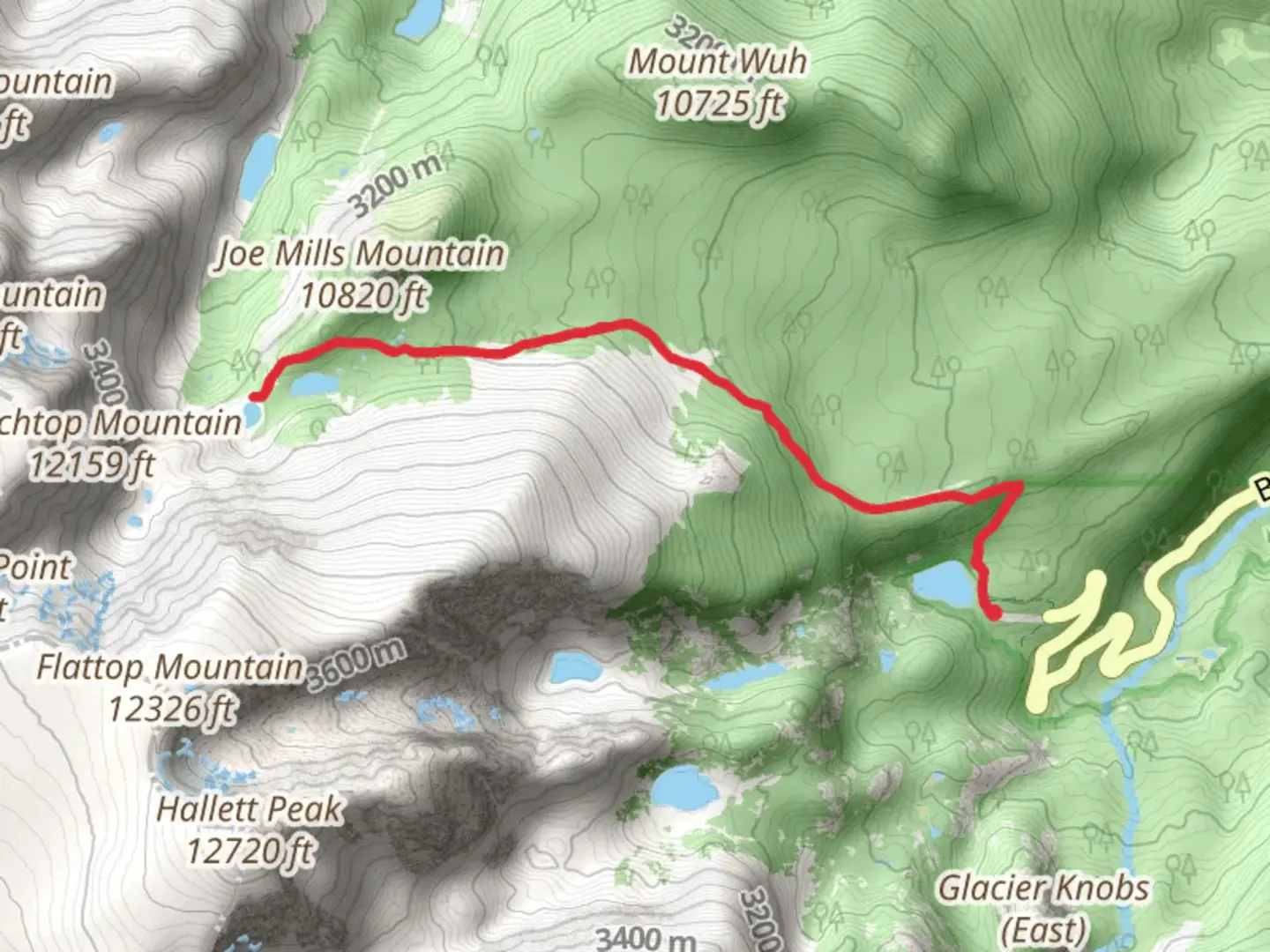 An image depicting the trail Lake Helene via Bear Lake Trail and its surrounding area.