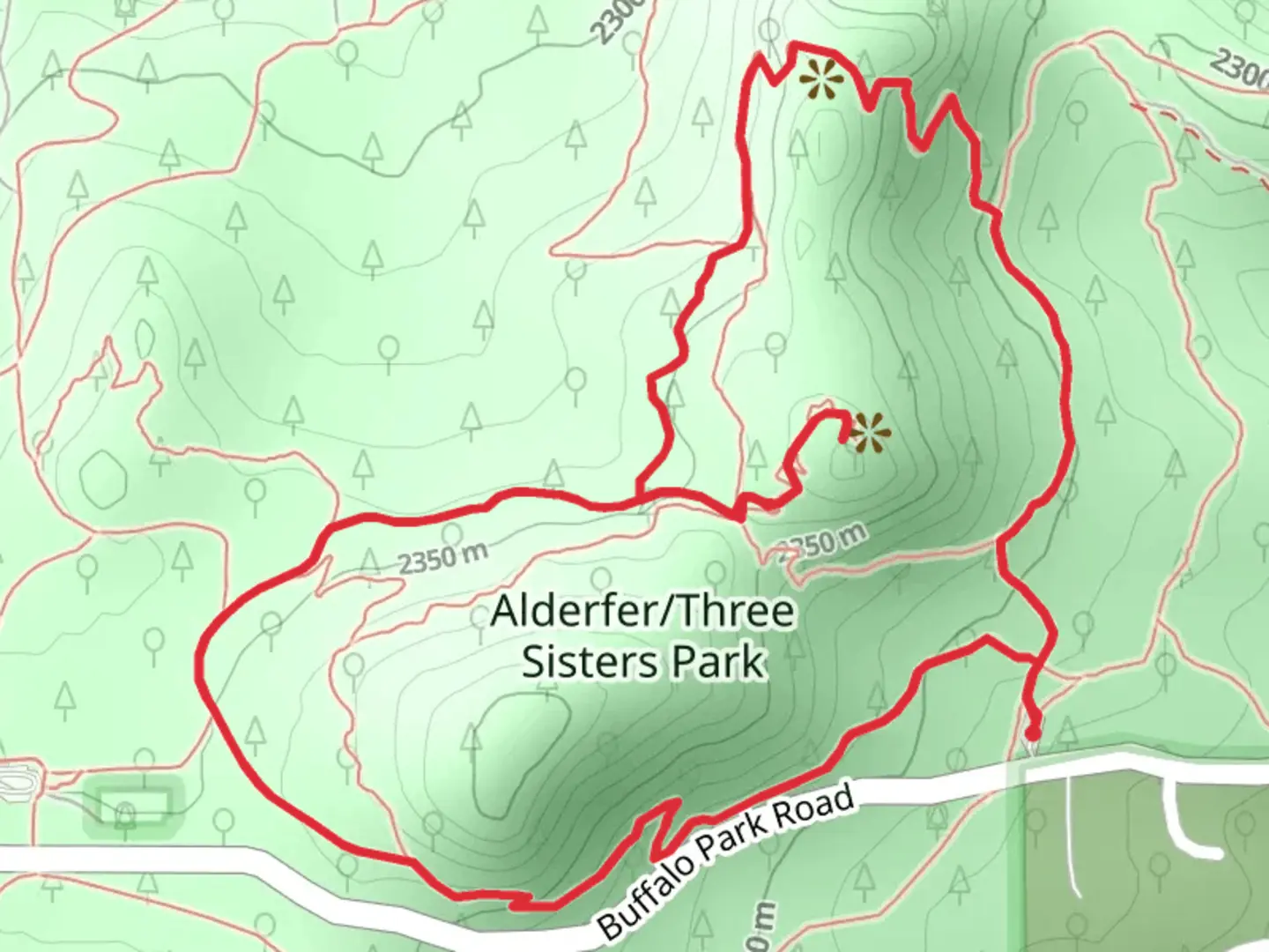 An image depicting the trail Sisters Trail - Silver Fox Loop Trail and its surrounding area.