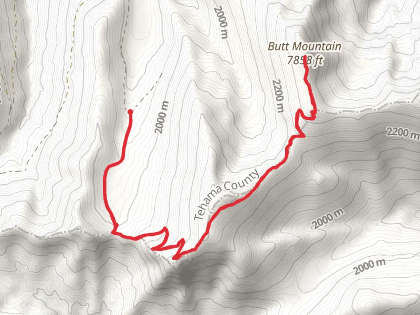 An image depicting the trail Butt Mountain via Carter Creek Trail and its surrounding area.