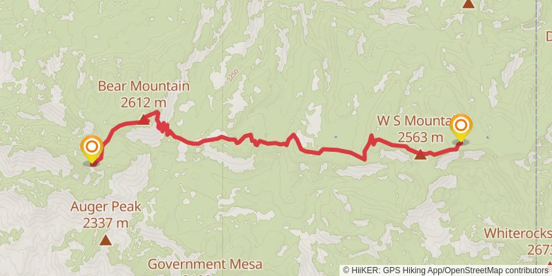 WS Lake Trail via W S Mountain Trail stage 3 Map