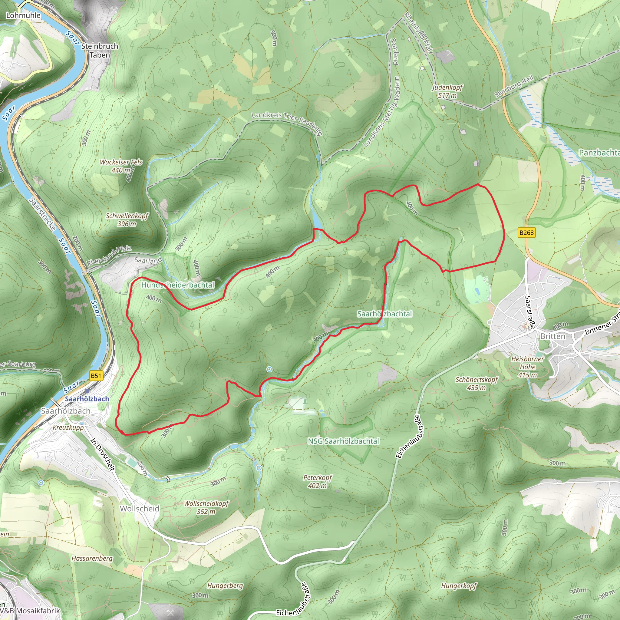 Krischelwald, Eschenbruch and Hundscheider Weiher Loop mobile static map