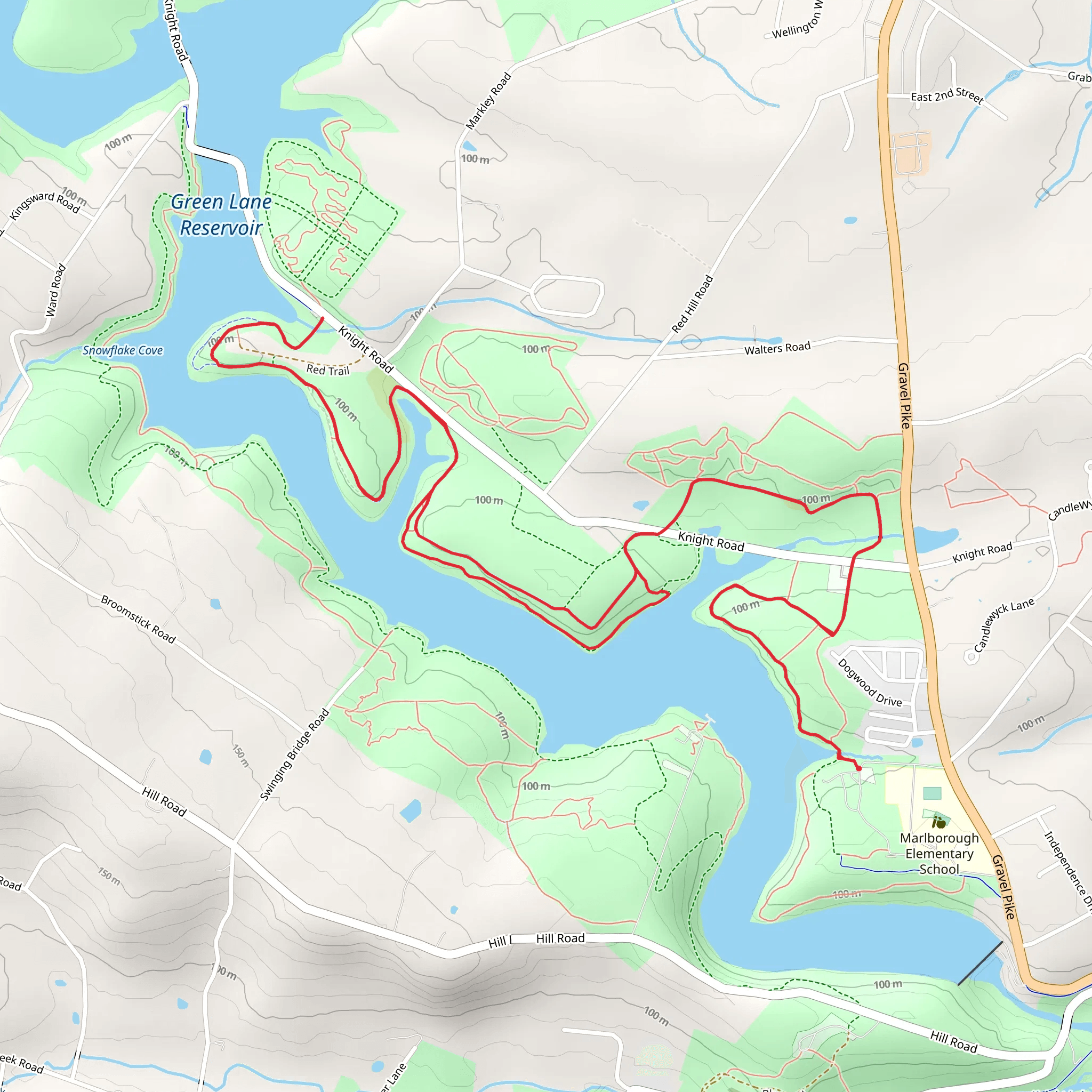 Green Lane Reservoir and Green Lane Park Out and Back mobile static map