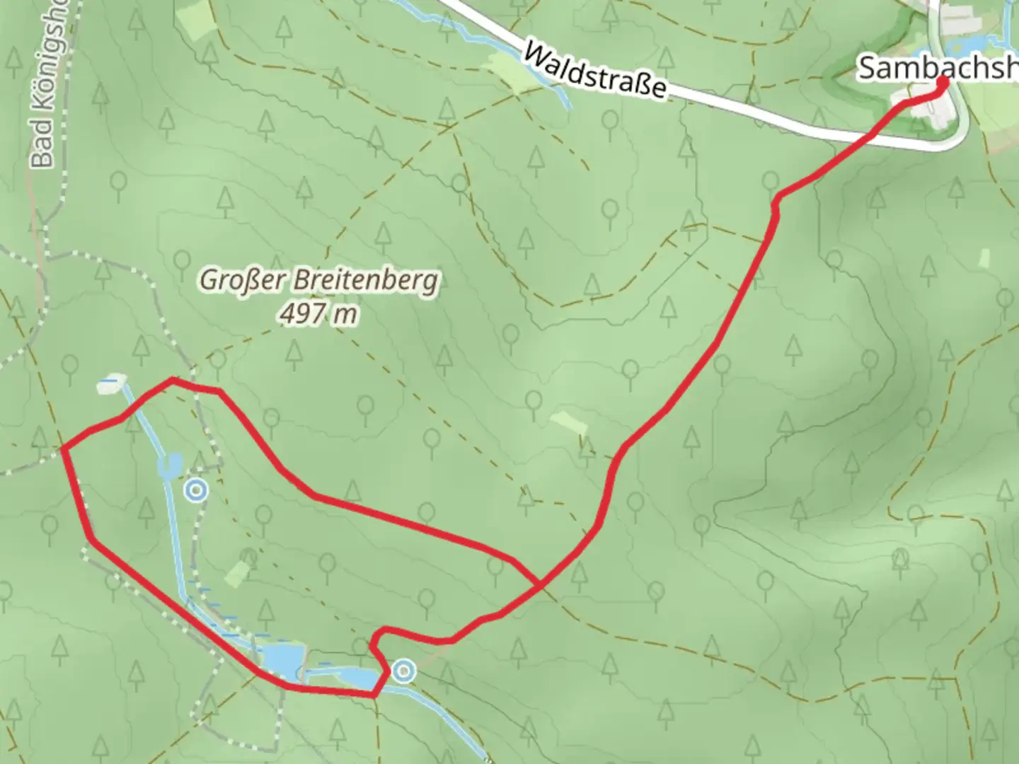 An image depicting the trail Baunachsee Loop and its surrounding area.
