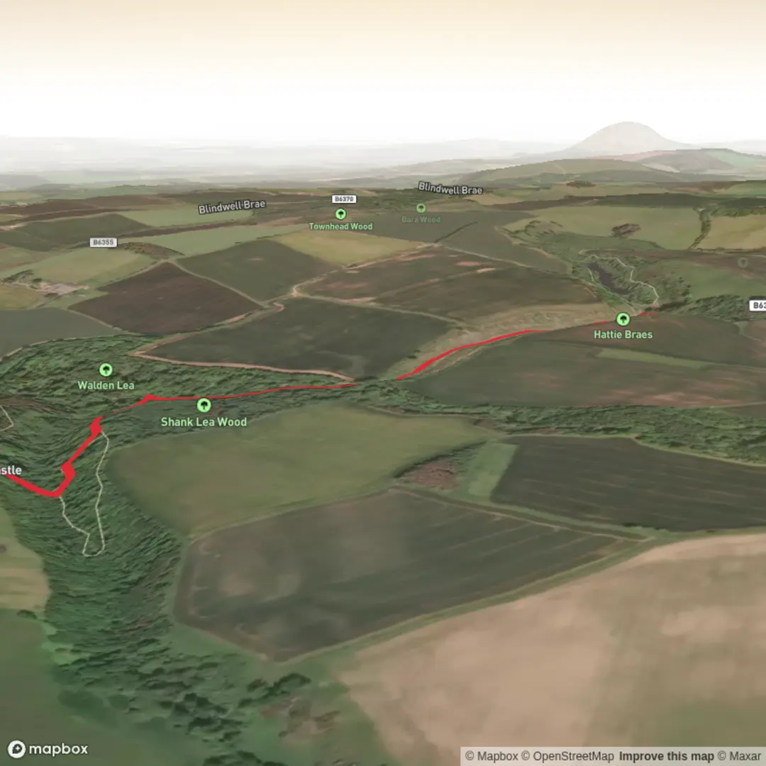 An image depicting the trail Yester castle and Goblin Ha and its surrounding area.