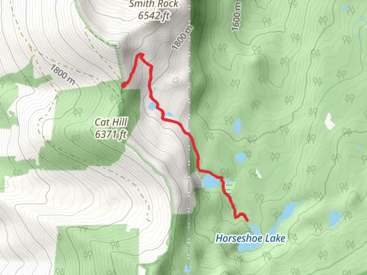 An image depicting the trail Round Lake and Blue Lake and its surrounding area.
