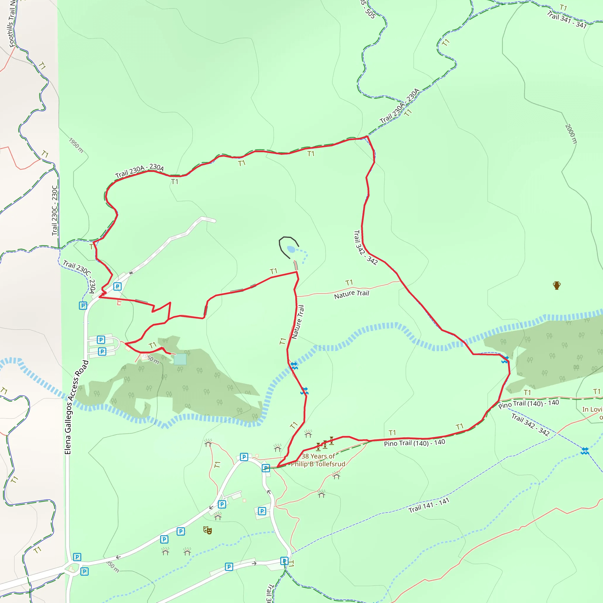 Cottonwood Springs Trail and Pino Trail Loop mobile static map