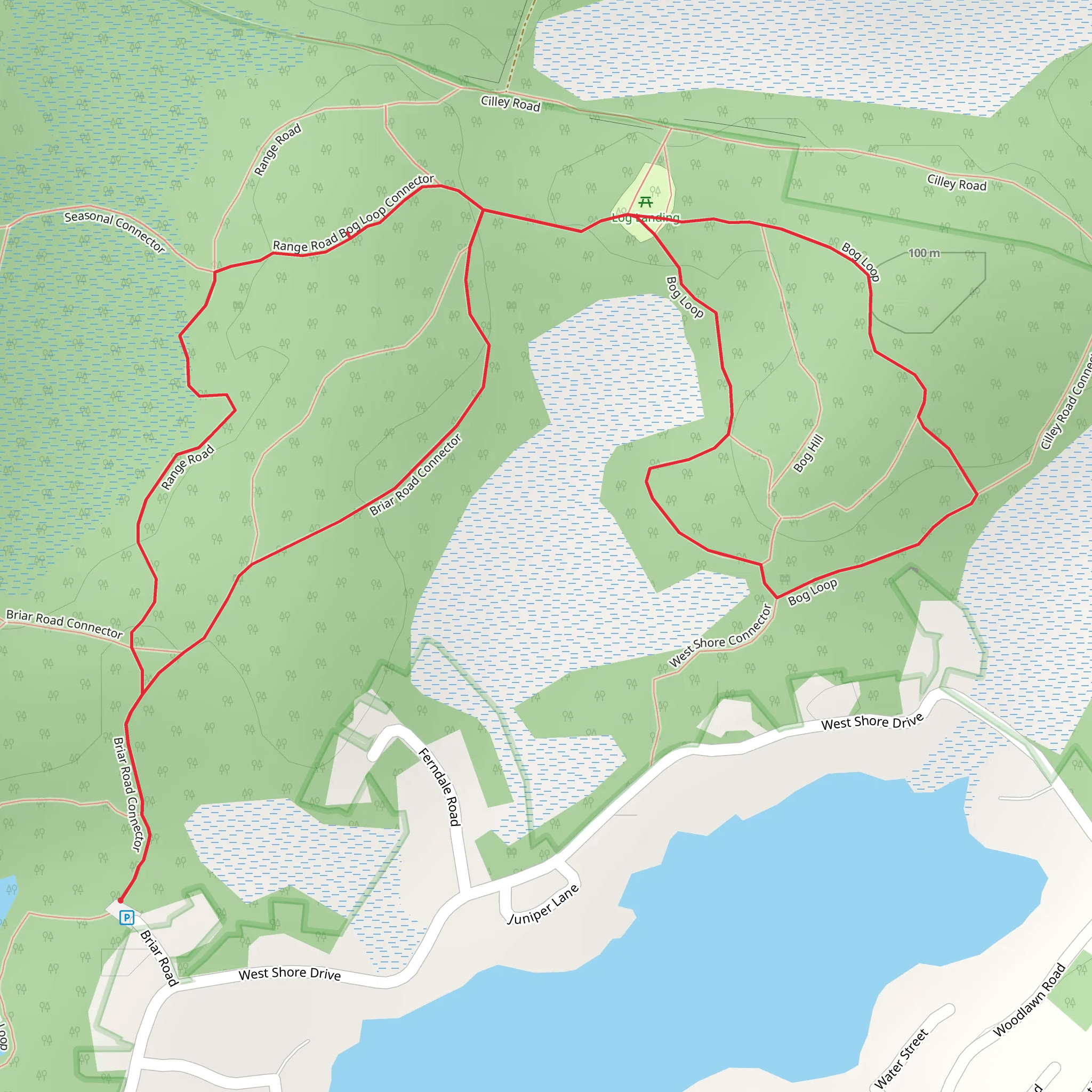 Briar Road Connector and Bog Loop Trail mobile static map