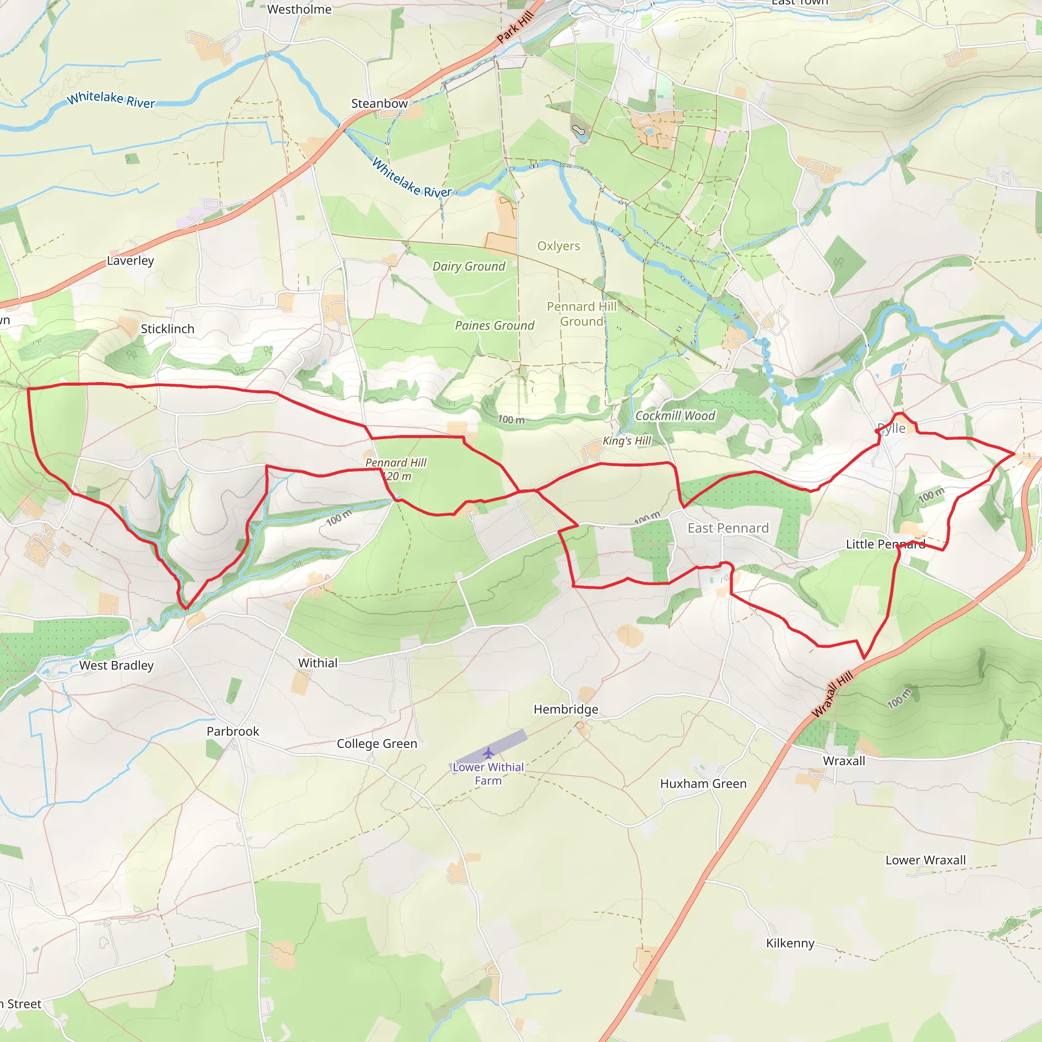 Pennard Hill from Pylle mobile static map
