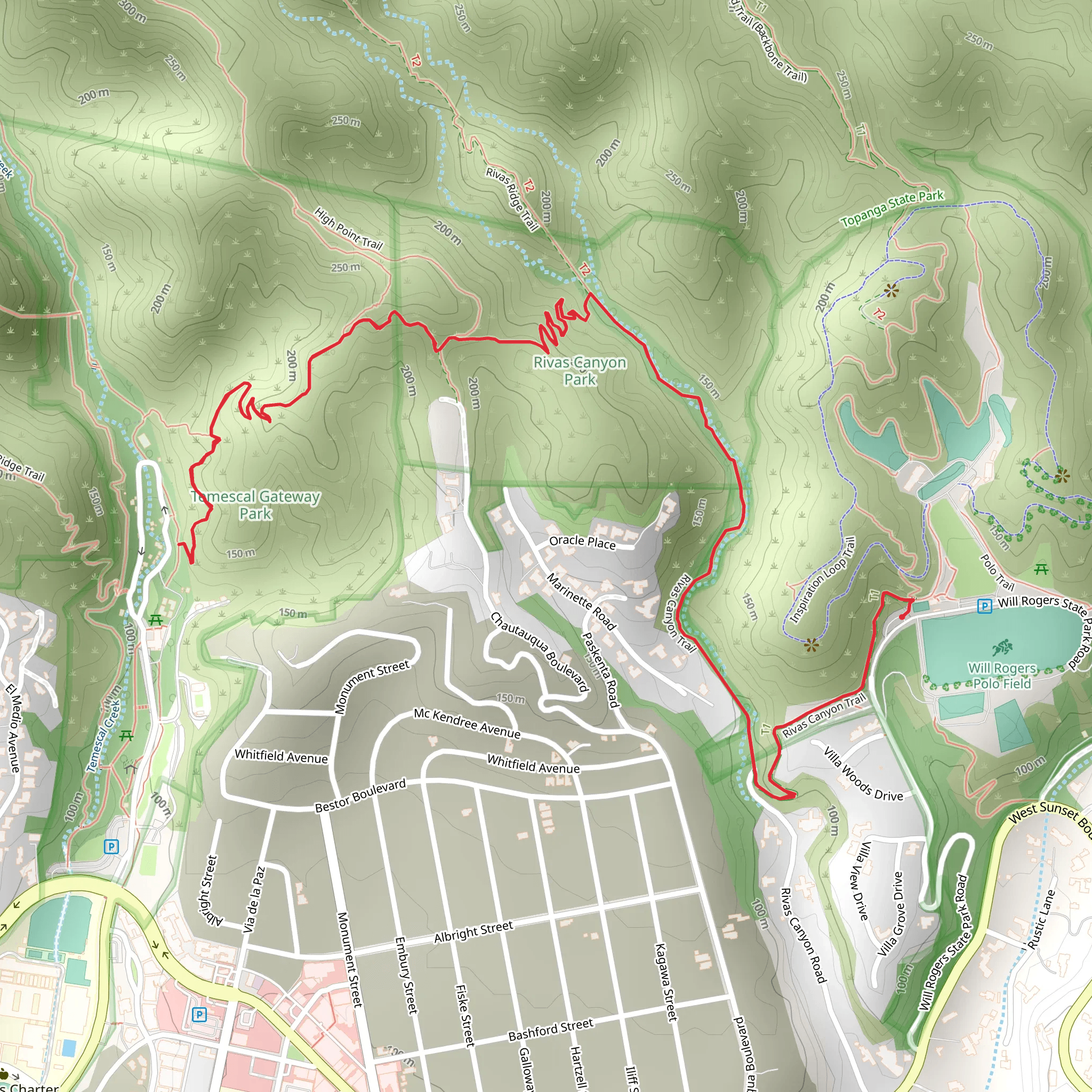 Rivas Canyon Trail - Will Rogers Polo Field mobile static map