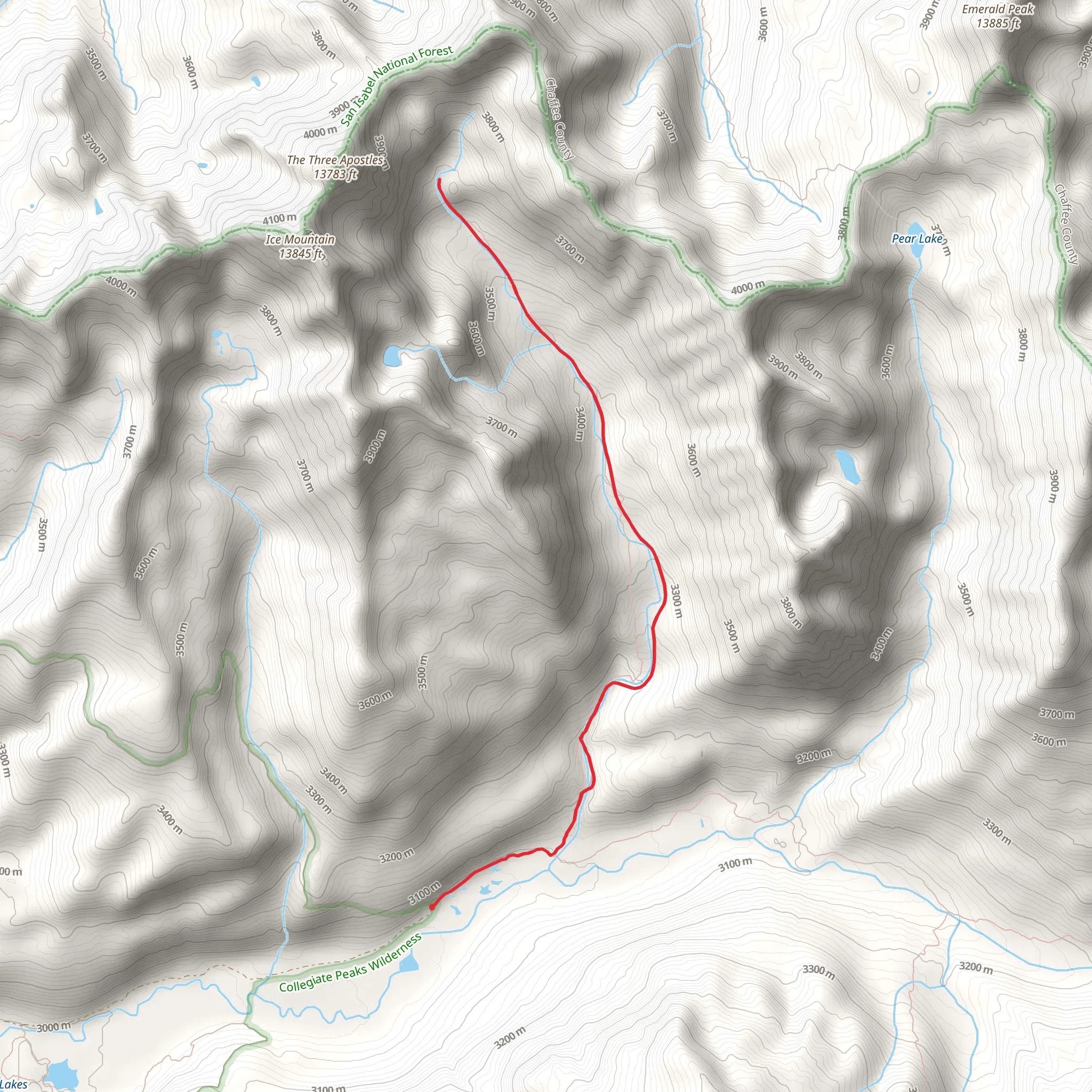Waterloo Gulch via Continental Divide Trail mobile static map
