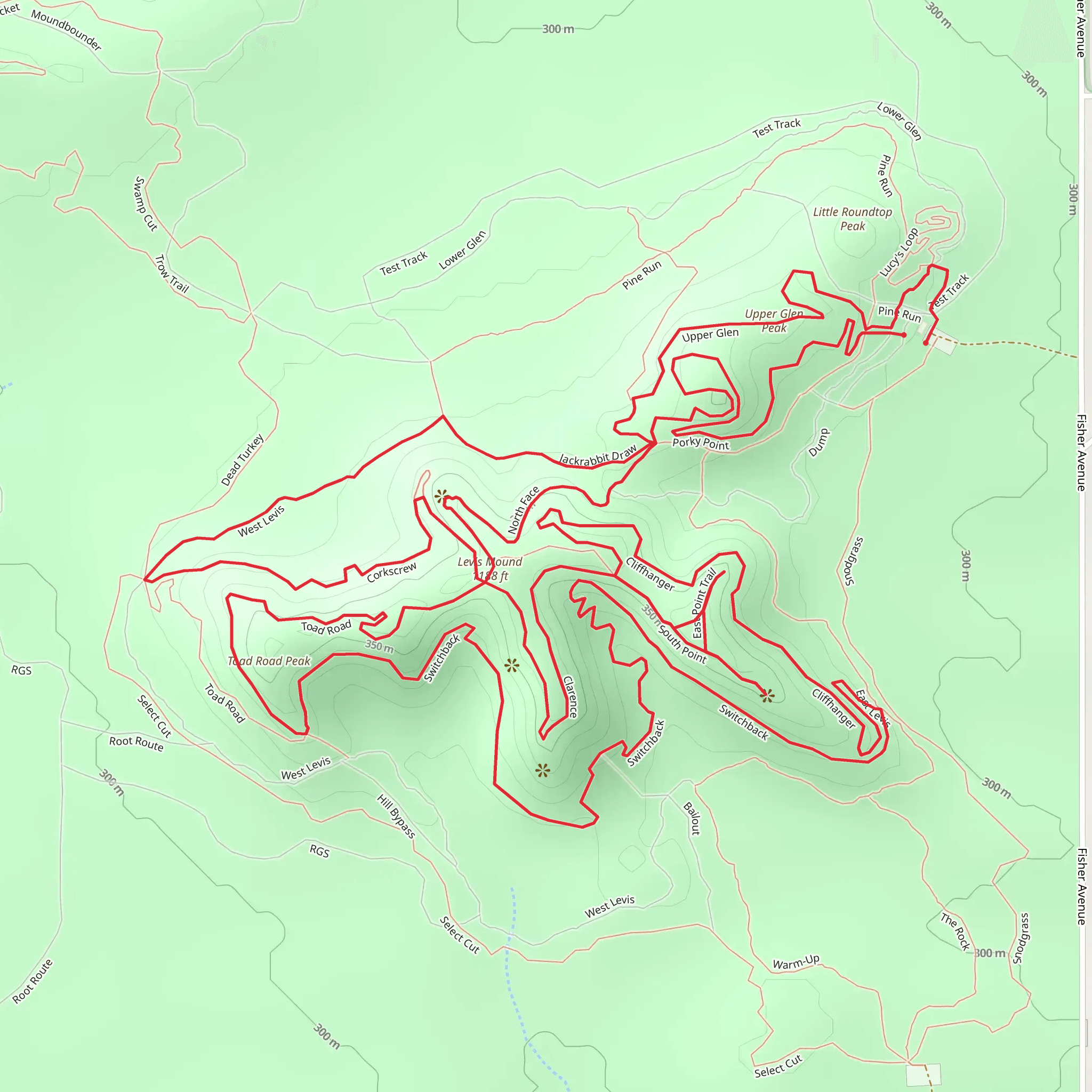 Upper Glen Peak and Levis Mound Loop mobile static map