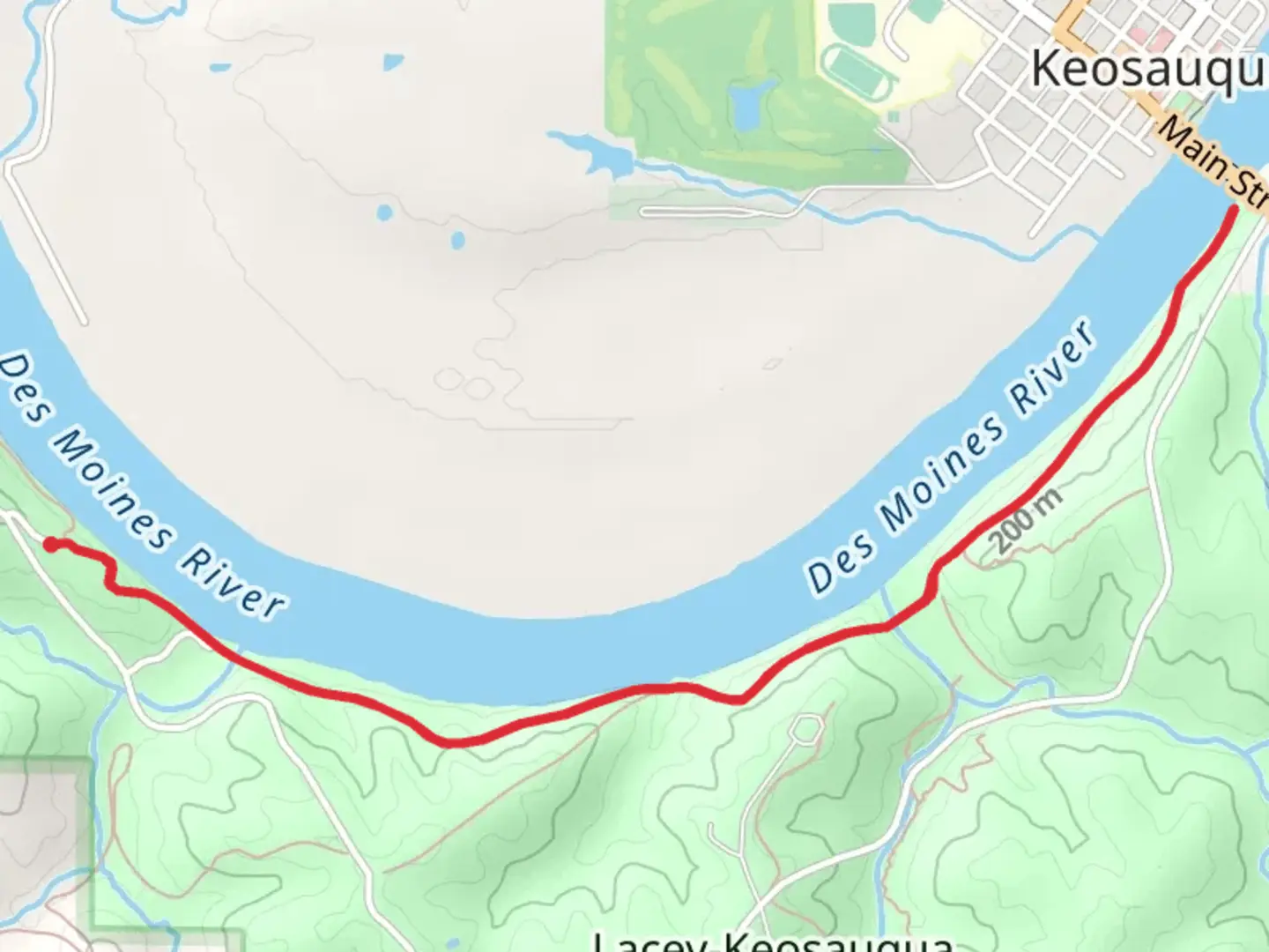 An image depicting the trail Des Moines River Out and Back and its surrounding area.