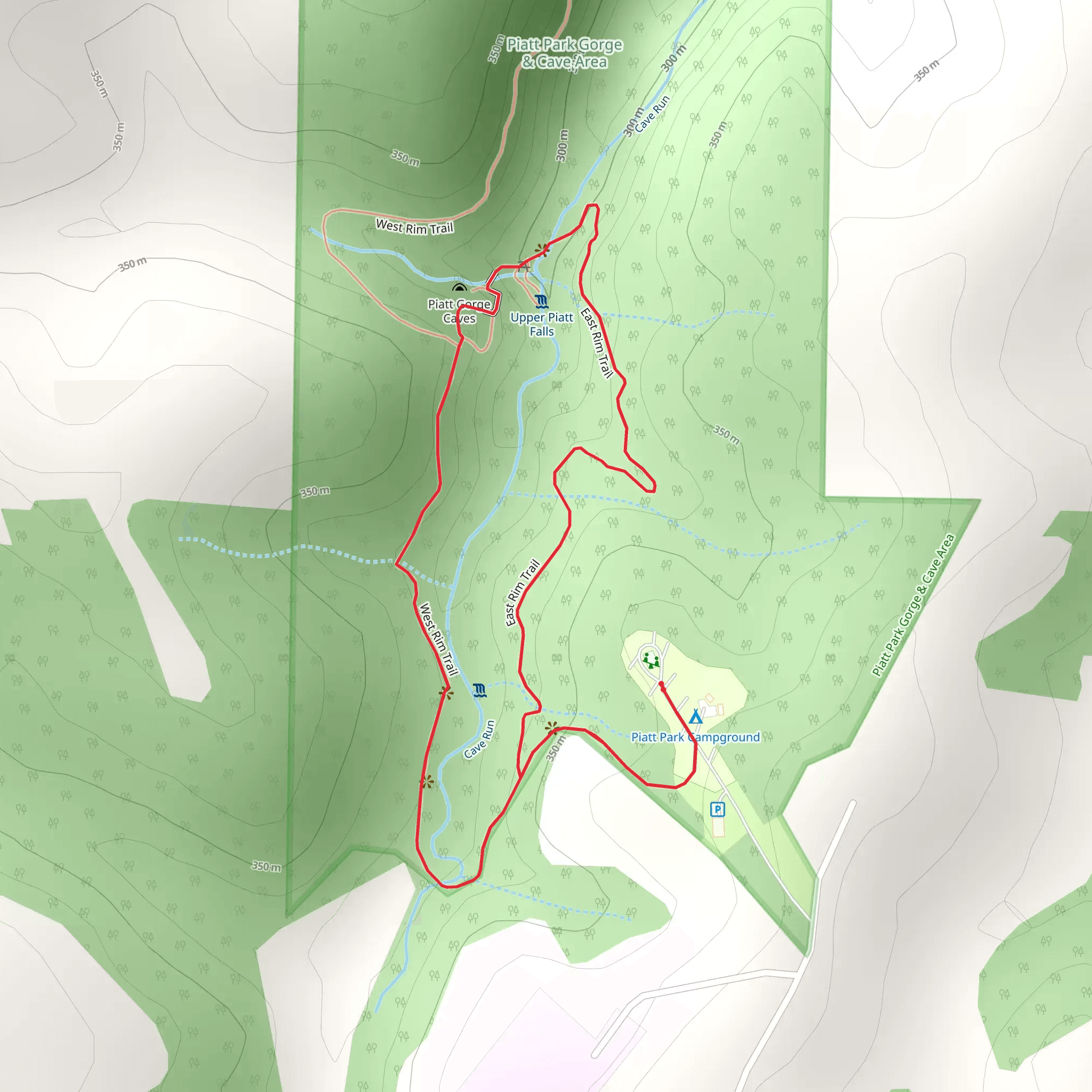 West Rim Trail and East Rim Loop Trail mobile static map