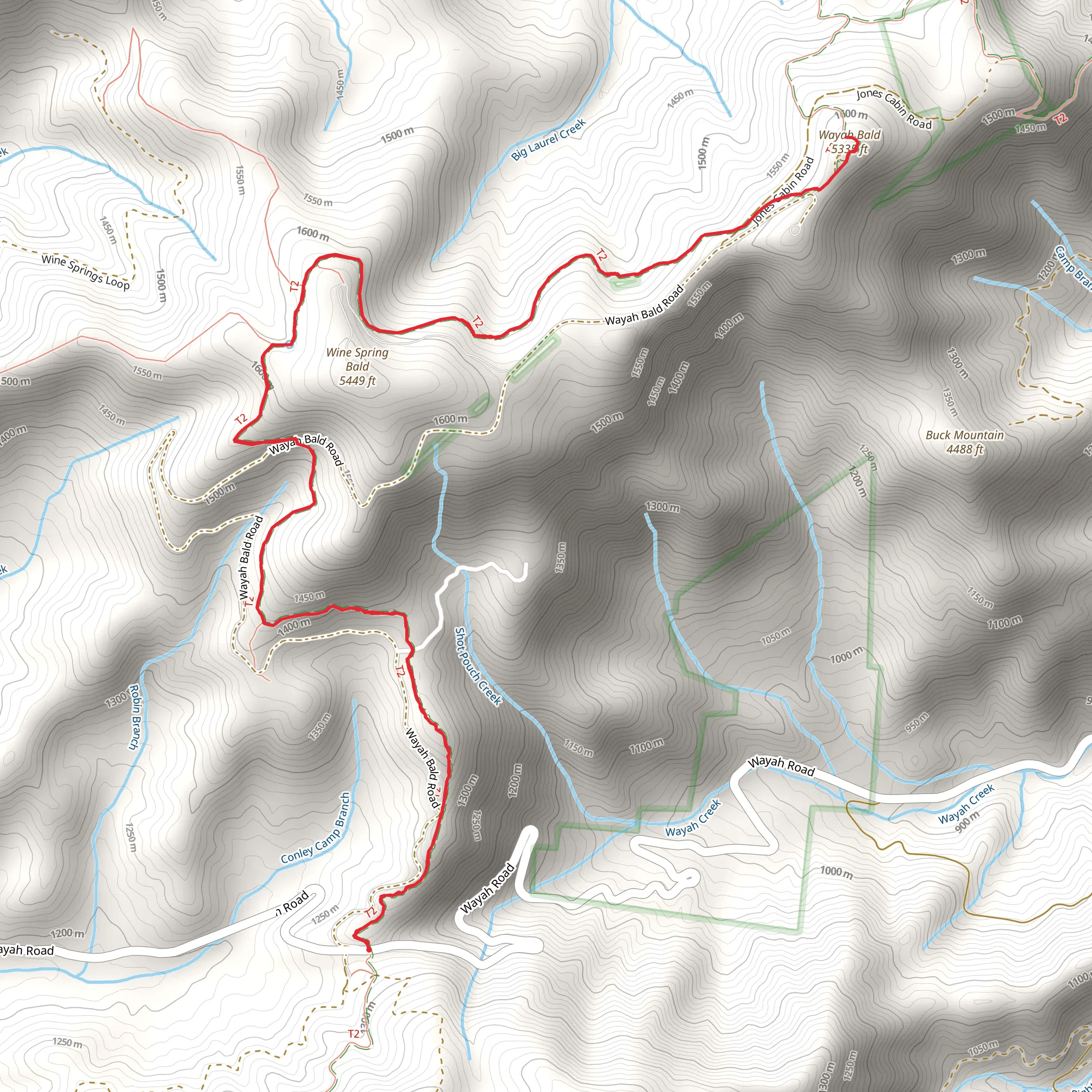 Wayah Bald via Appalachian Trail mobile static map