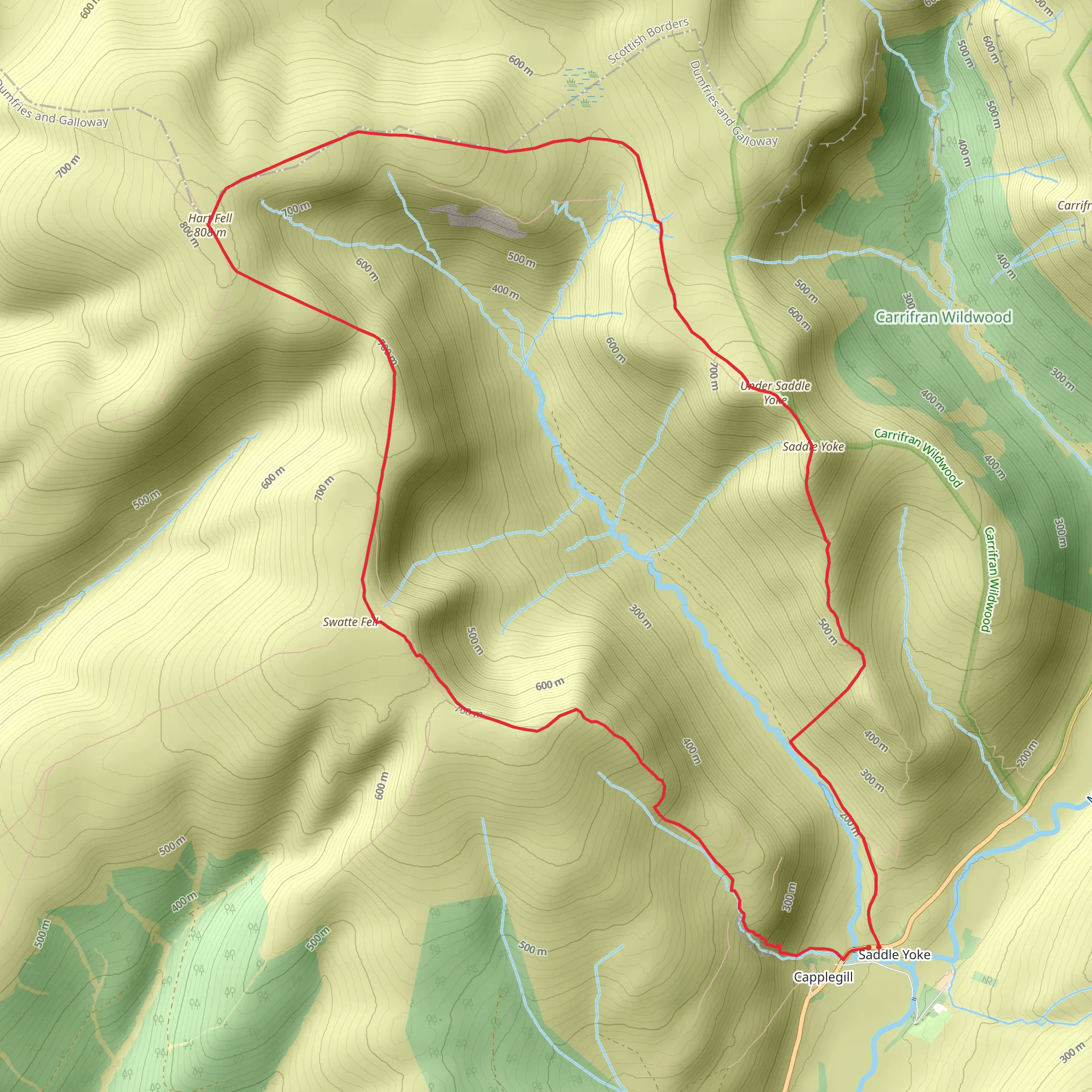 Hart Fell and Saddle Yoke Loop via Capplegill mobile static map