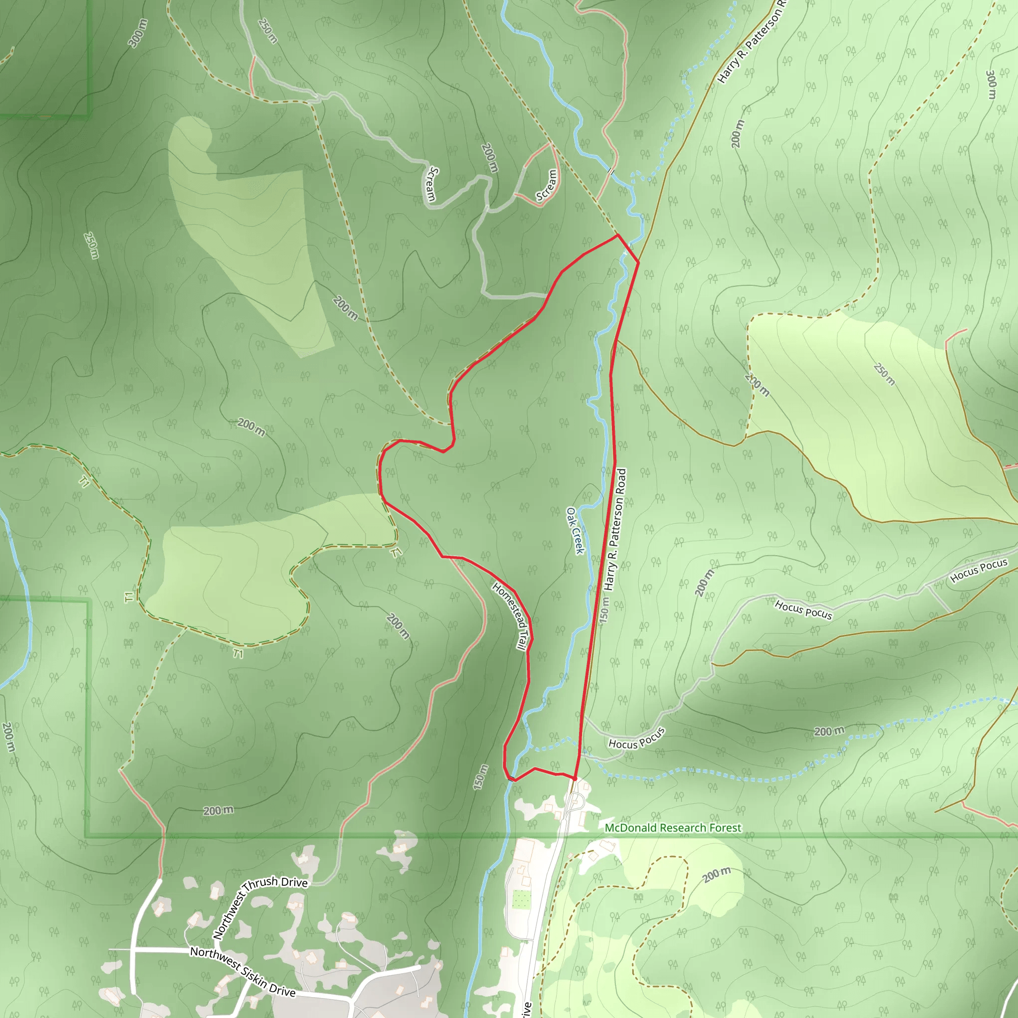 Homestead and Oak Creek Loop Trail mobile static map