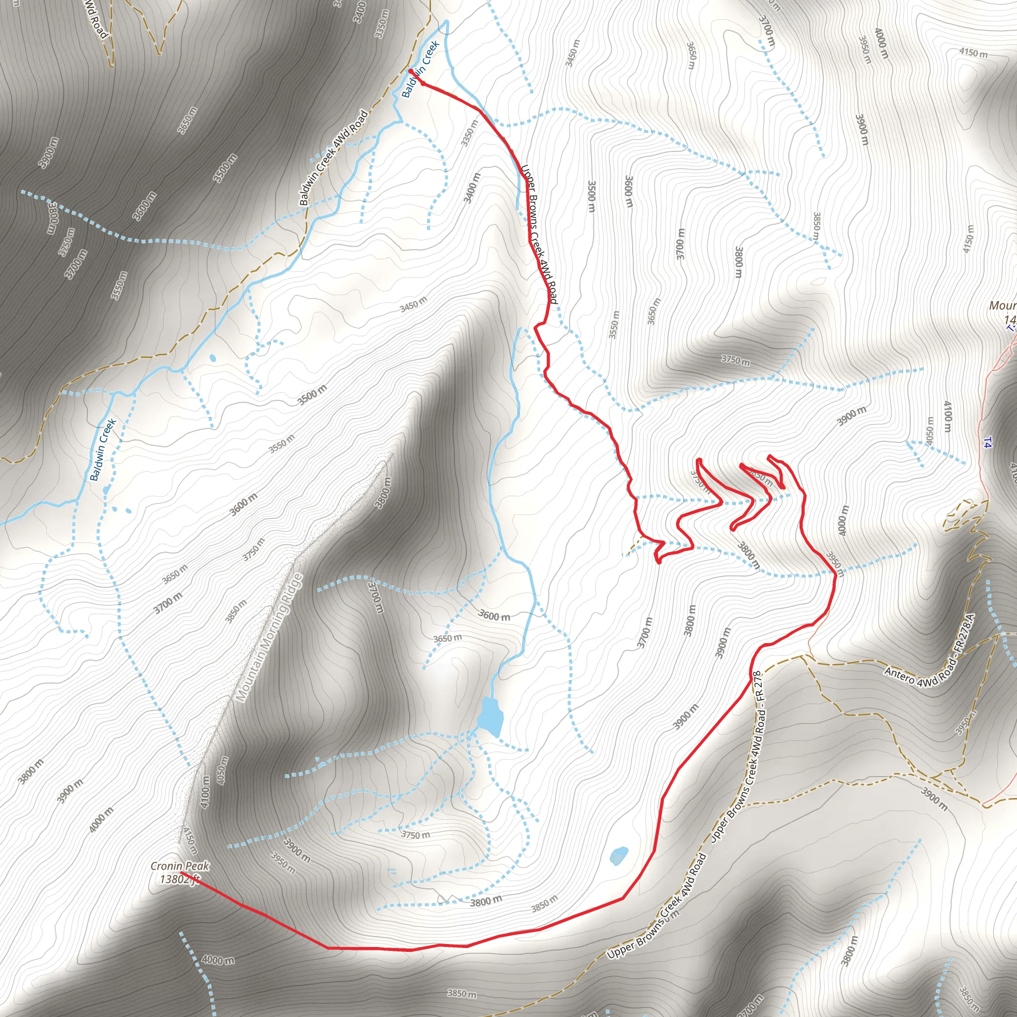 Cronin Peak via Upper Browns Creek mobile static map