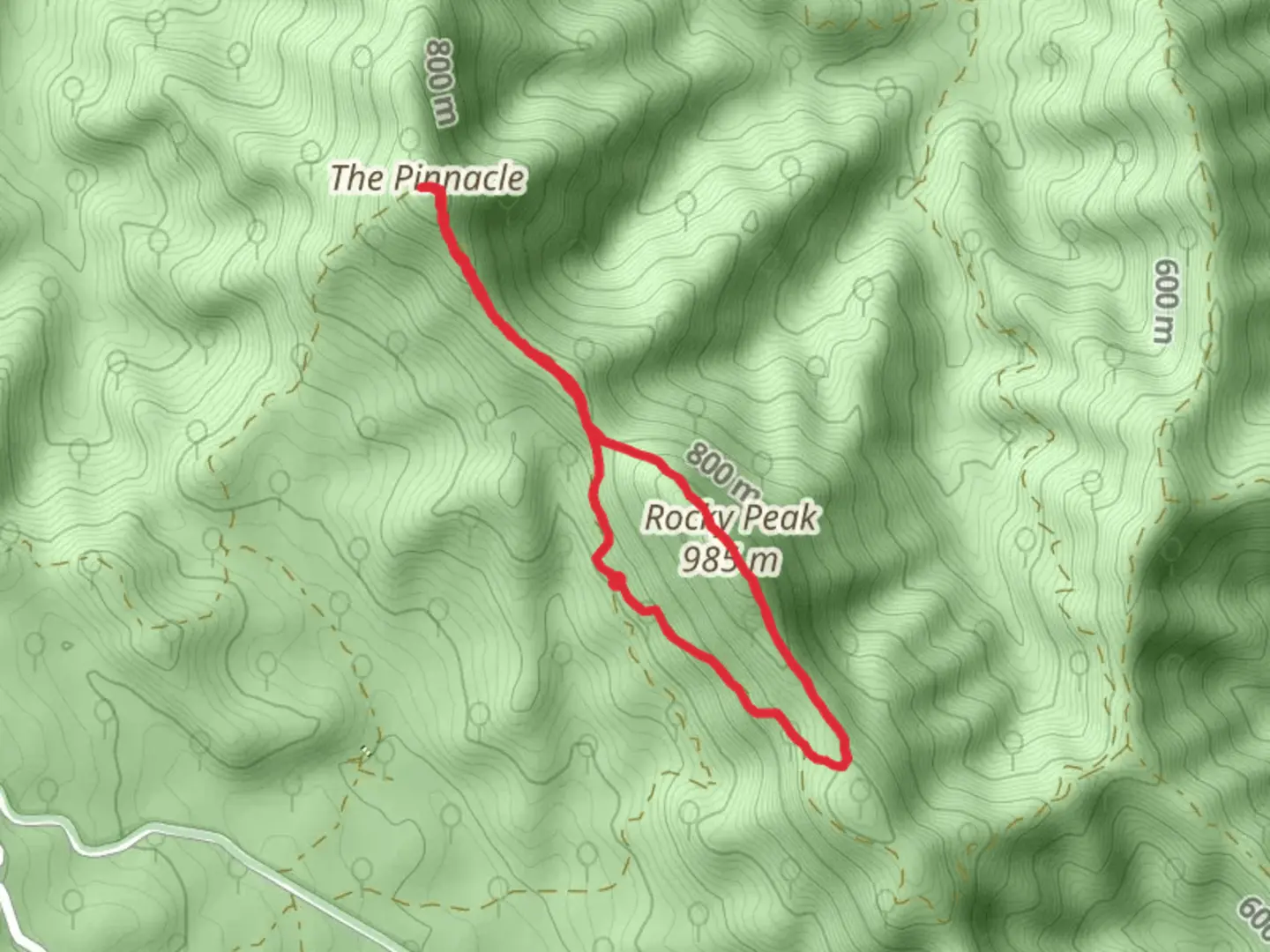 An image depicting the trail Rocky Peak and The Pinnacle Trail and its surrounding area.