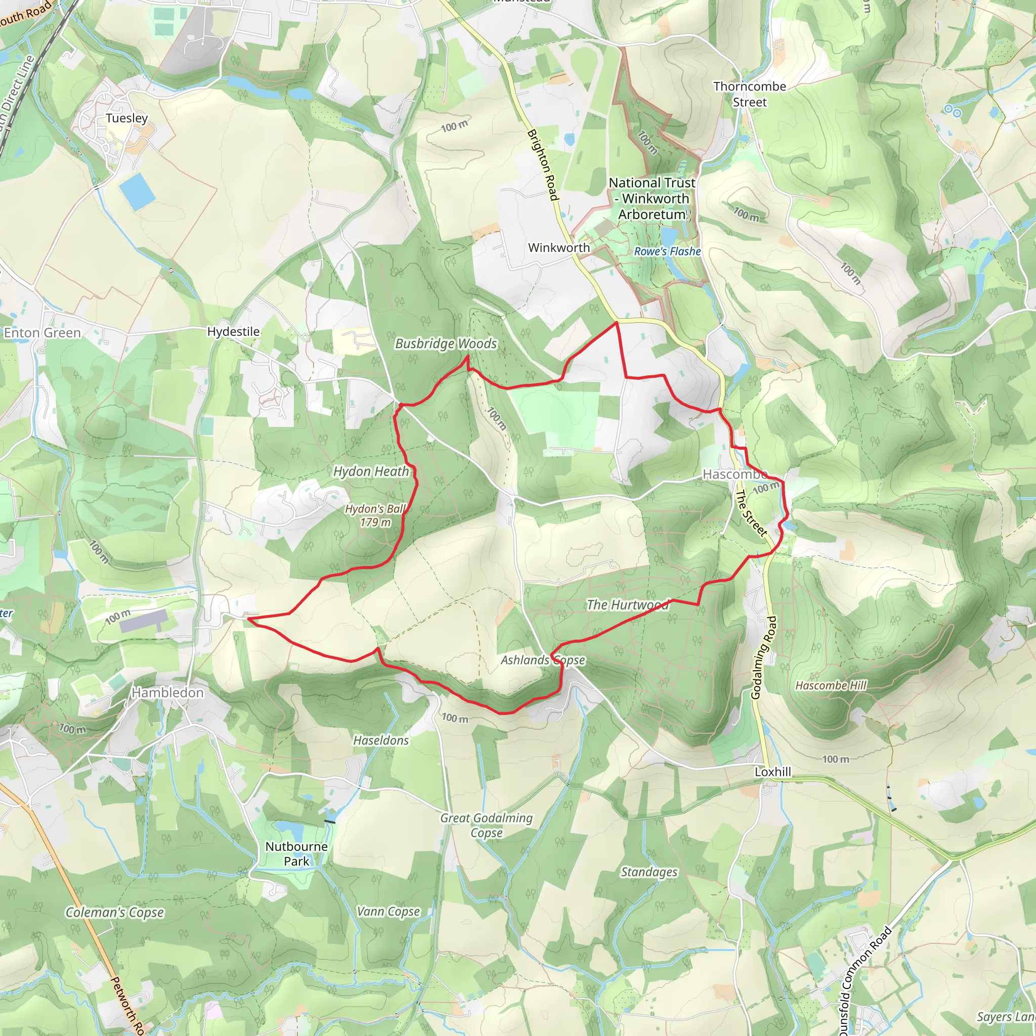 Hascombe Circular Walk mobile static map